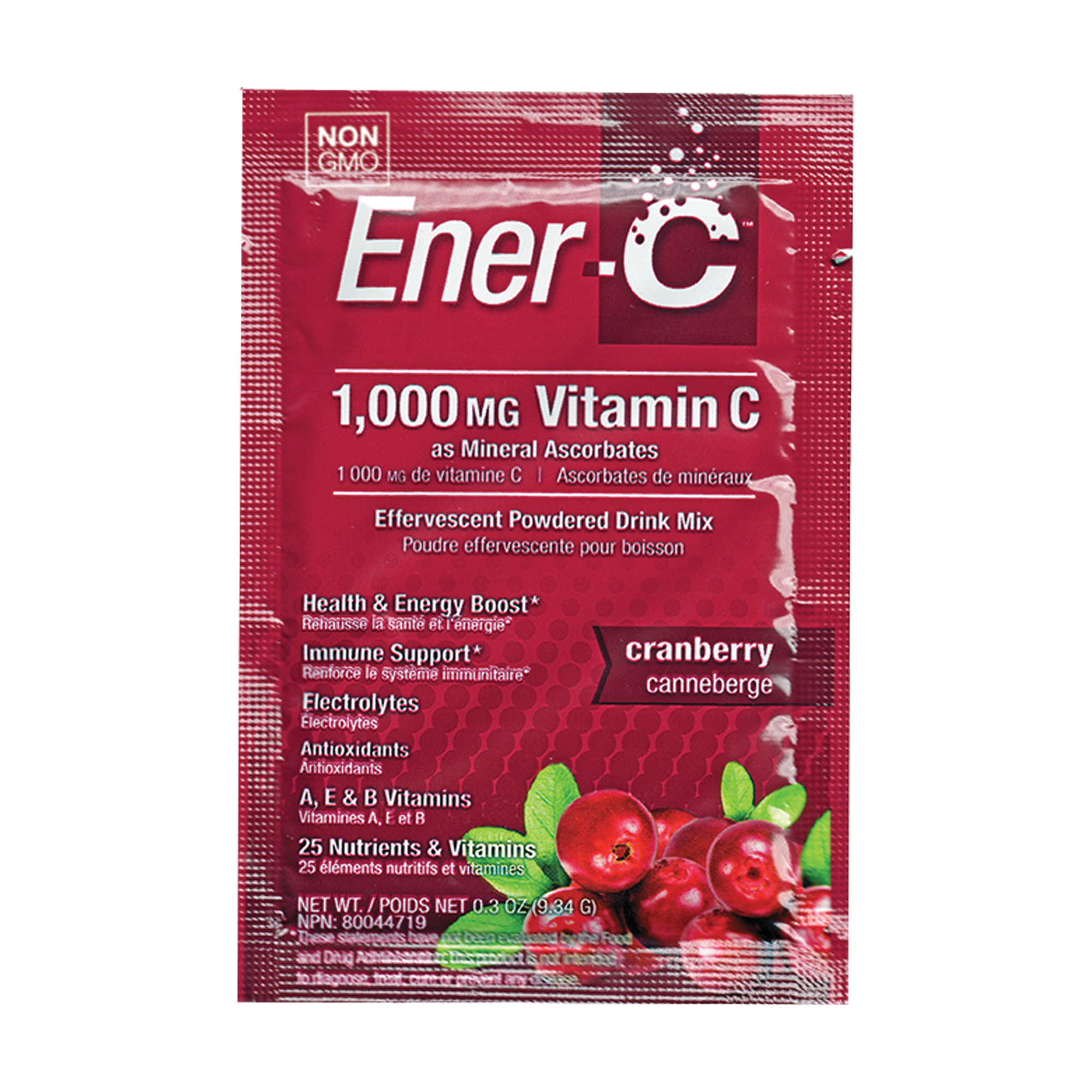 

Вітамін C Ener-C 1.000 MG Vitamin C Шипучий розчинний порошок для напою, зі смаком журавлини, 30 пакетиків