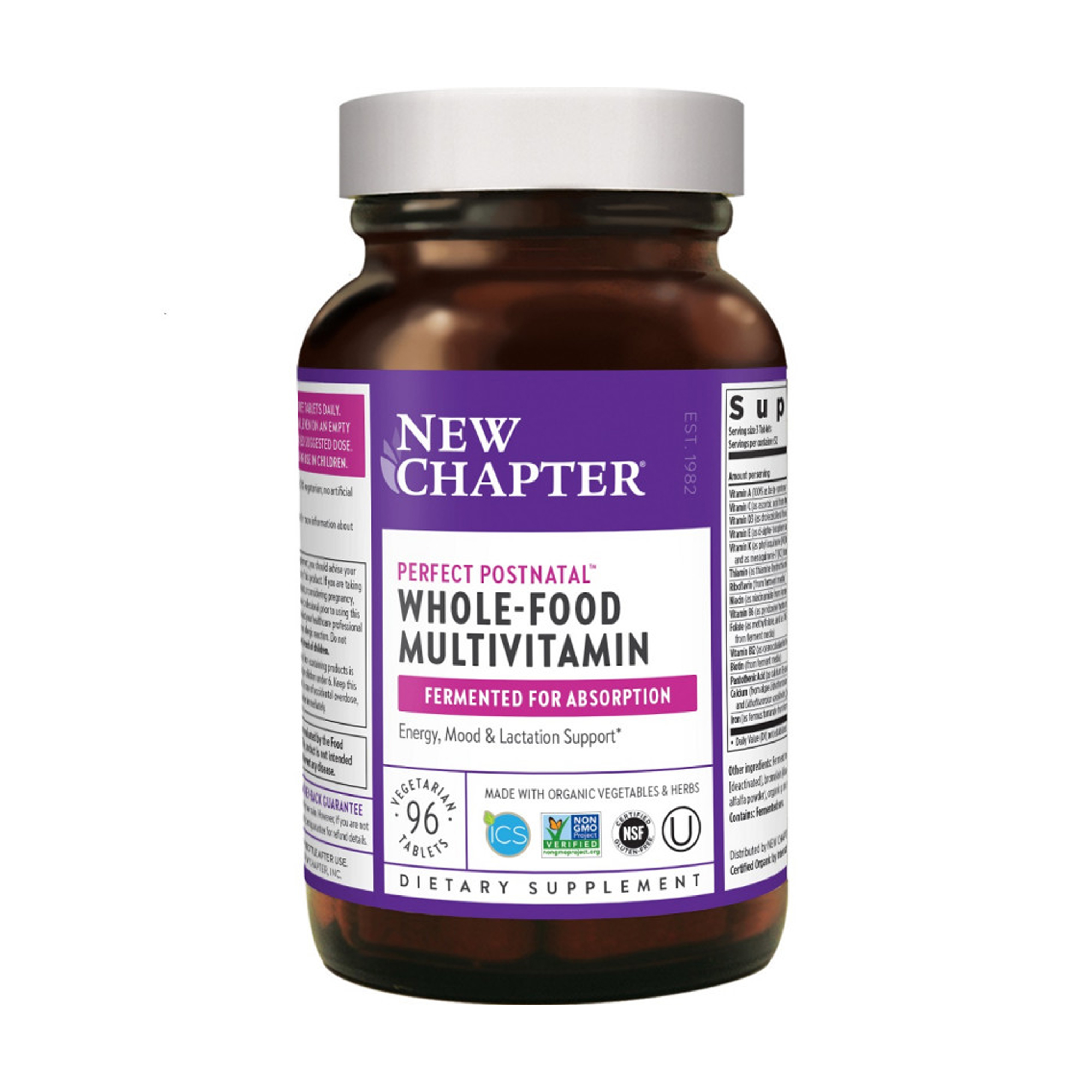

Жіночі мультивітаміни New Chapter Perfect Postnatal Whole-Food Multivitamin у післяпологовий період, 96 таблеток