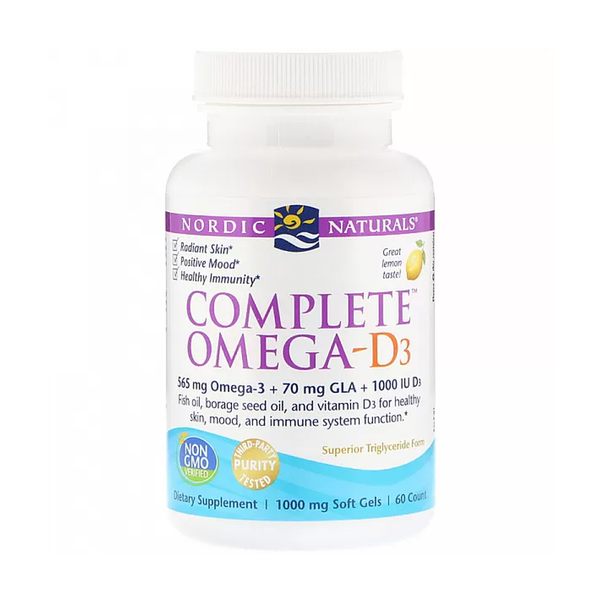 

Уцінка! Омега комплекс з вітаміном Nordic Naturals Complete Omega-D3 зі смаком лимону, 60 гелевих капсул