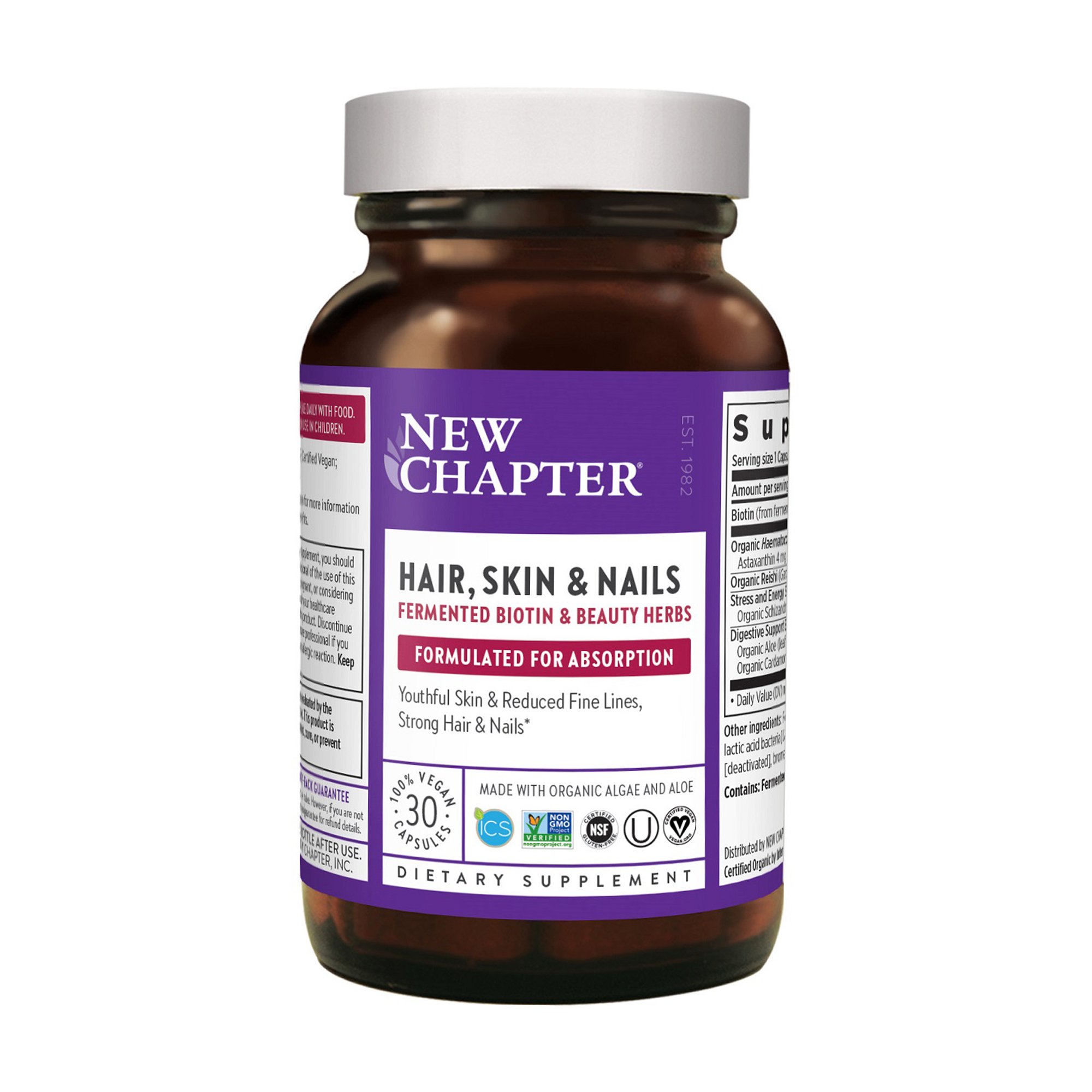 

Уцінка! Комплекс для волосся, шкіри та нігтів New Chapter Hair, Skin & Nail, 30 веганських капсул