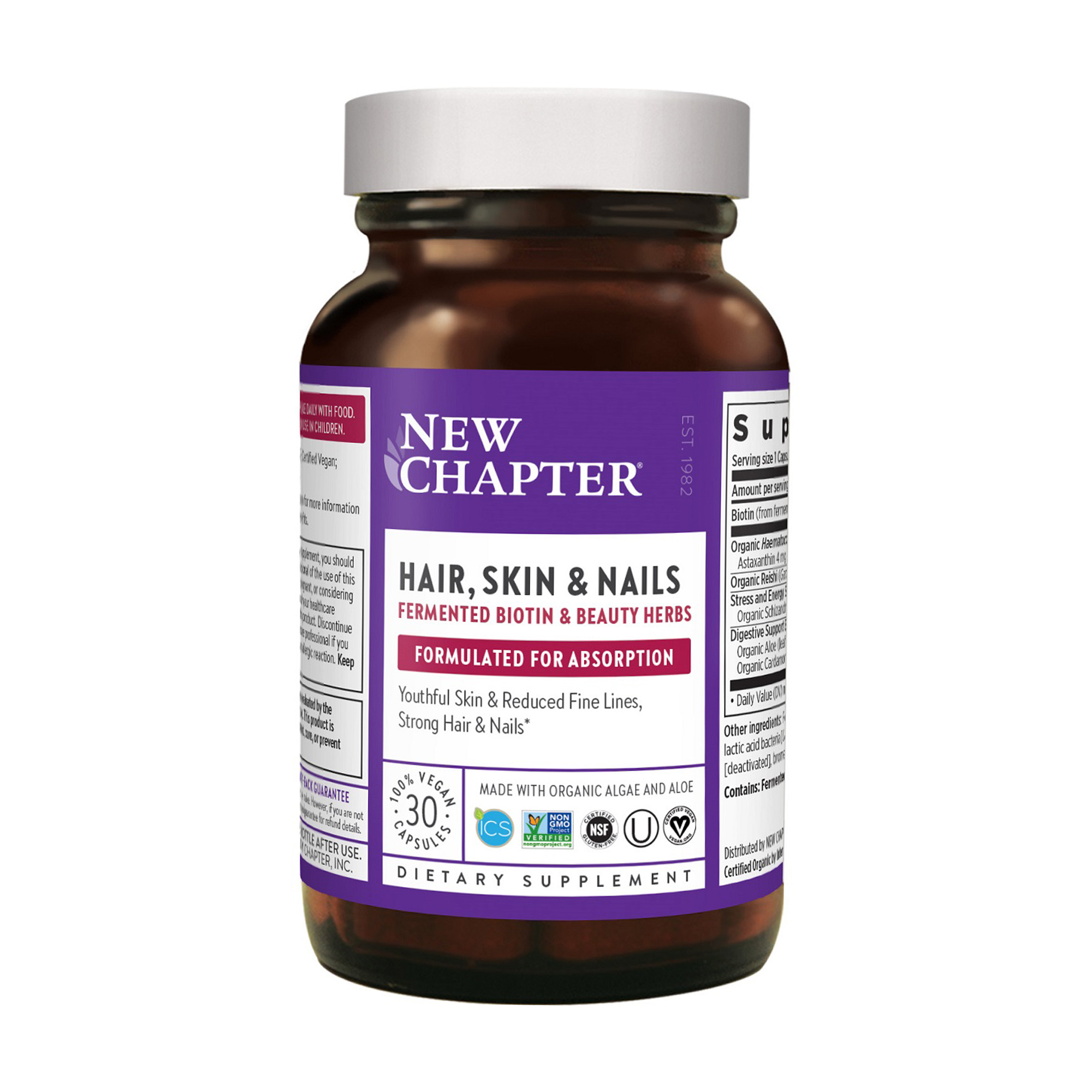 

Комплекс для волосся, шкіри та нігтів New Chapter Hair, Skin & Nail, 30 веганських капсул