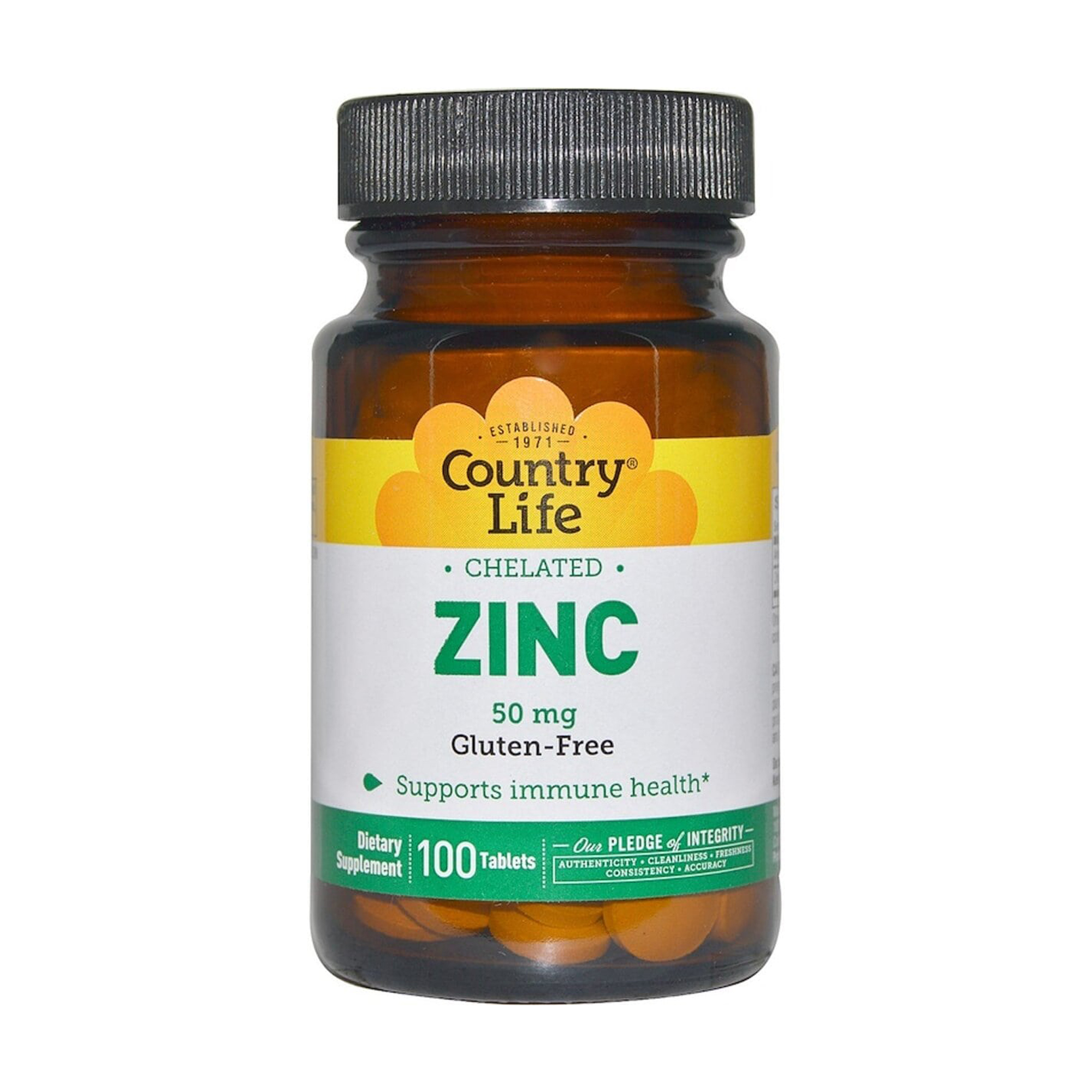 

Хелатний цинк Country Life Chelated Zinc 50 мг, 100 таблеток