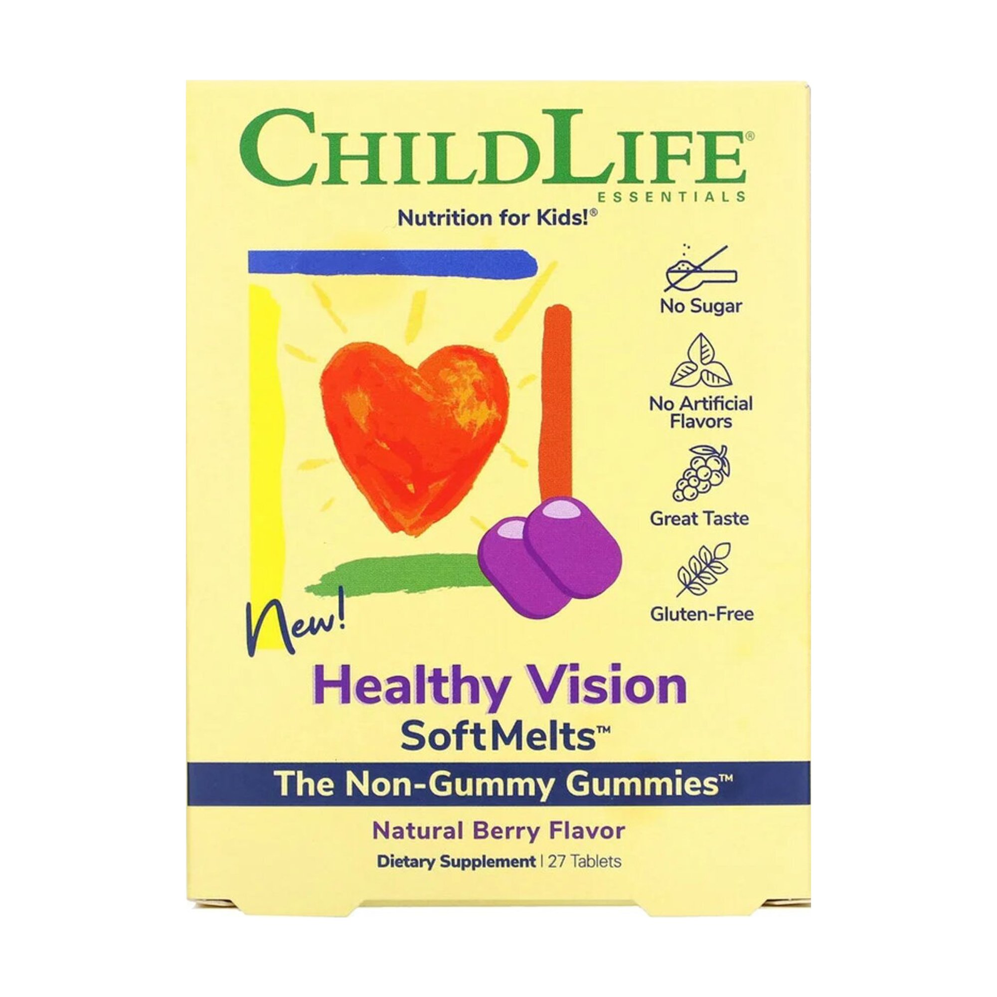 

Уцінка! Вітаміни для очей, для дітей ChildLife Healthy Vision SoftMelts з натуральним ягідним смаком, 27 жувальних таблеток