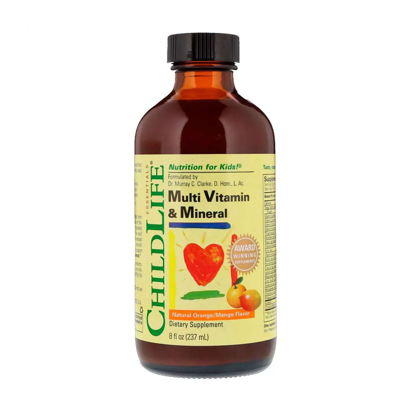 

Дитячі мультивітаміни та мінерали ChildLife Multi Vitamin & Mineral зі смаком апельсина-манго, в рідині, 237 мл