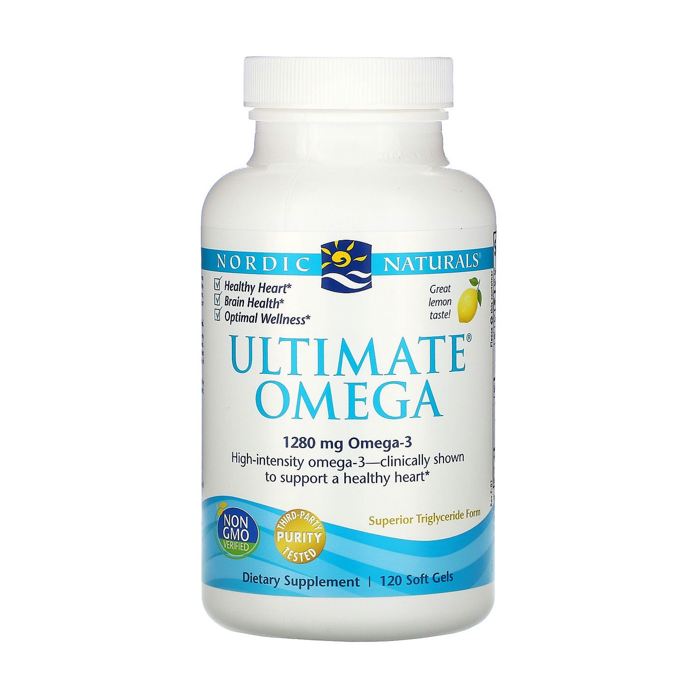 

Риб'ячий жир Nordic Naturals Ultimate Omega 1280 мг, зі смаком лимона, 120 капсул