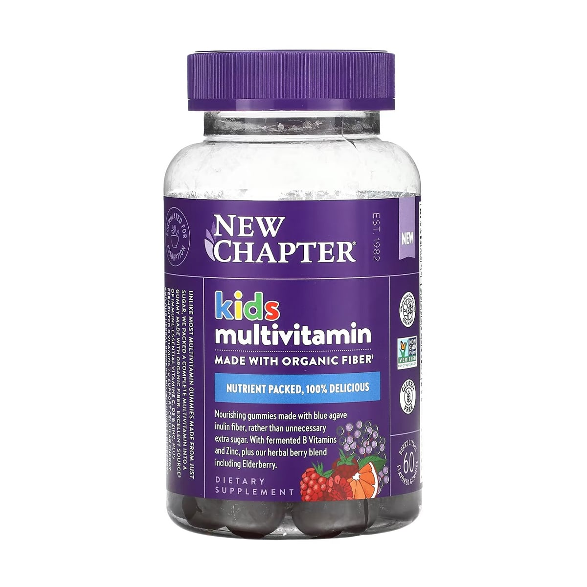 

Дитячі мультивітаміни New Chapter Kids Multivitamin з ягідно-цитрусовим смаком, 60 жувальних цукерок