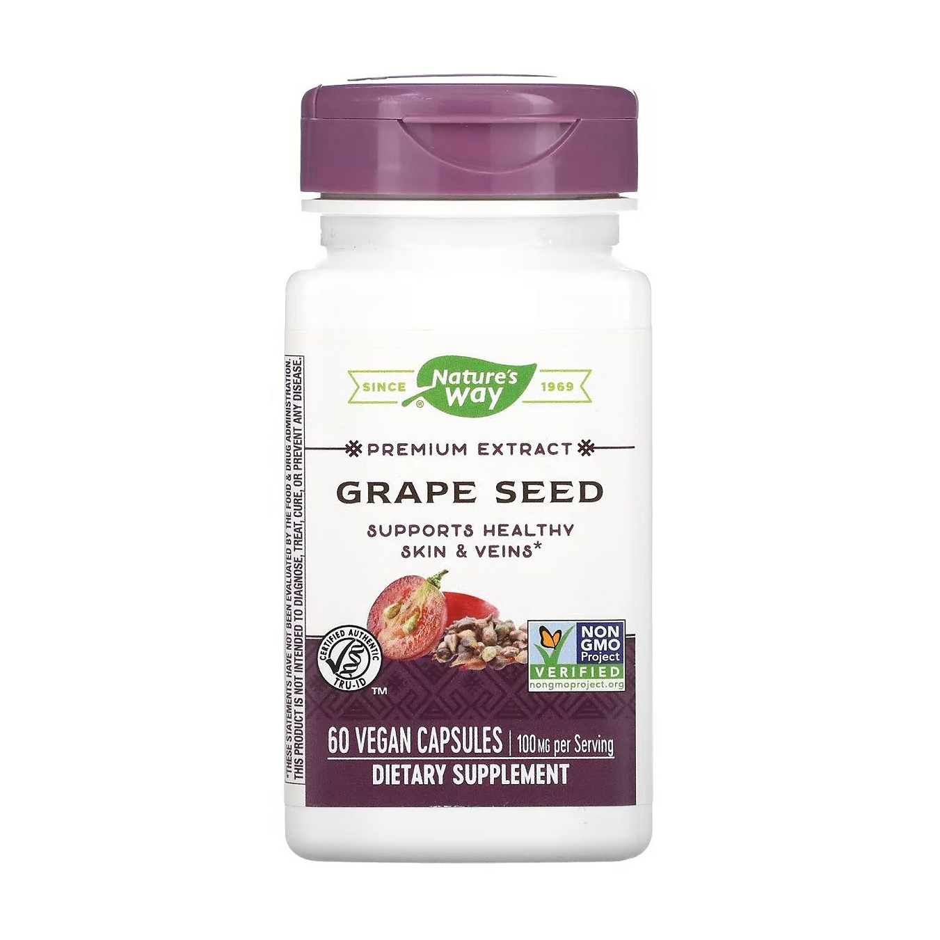 

Екстракт виноградних кісточок Nature's Way Premium Extract Grape Seed 100 мг, 60 капсул