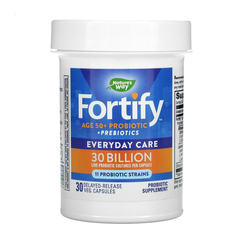 

Уцінка! Пробіотики та пребіотики для дорослих 50+ Nature's Way Fortify Everyday Care з відстроченим вивільненням, 30 млрд КУО, 30 капсул