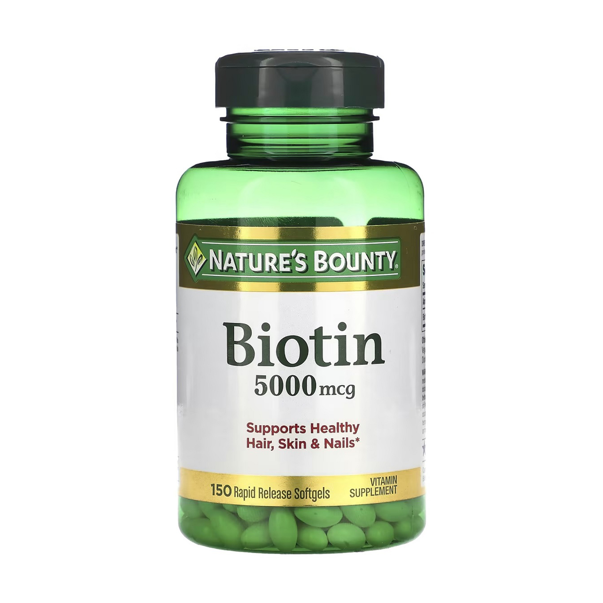 

Біотин Nature's Bounty Biotin 5000 мкг, 150 гелевих капсул