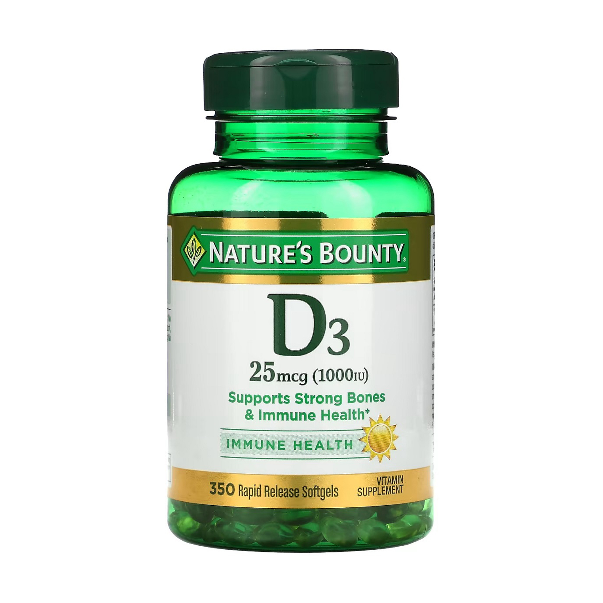 

Вітамін Д3 Nature's Bounty Vitamin D3, 25 мкг (1000 МО), 350 гелевих капсул
