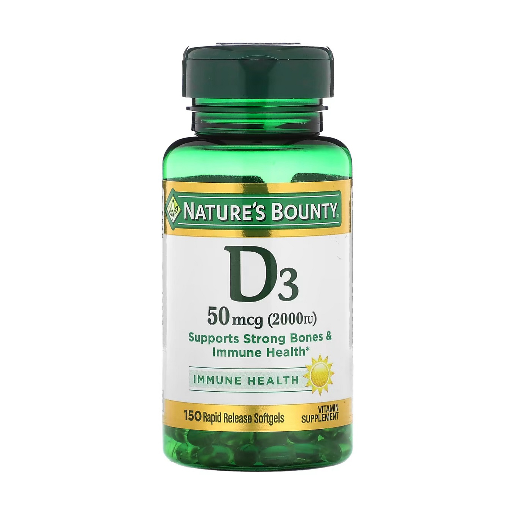 

Вітамін Д3 Nature's Bounty Vitamin D3, 50 мкг (2000 МО), 150 гелевих капсул