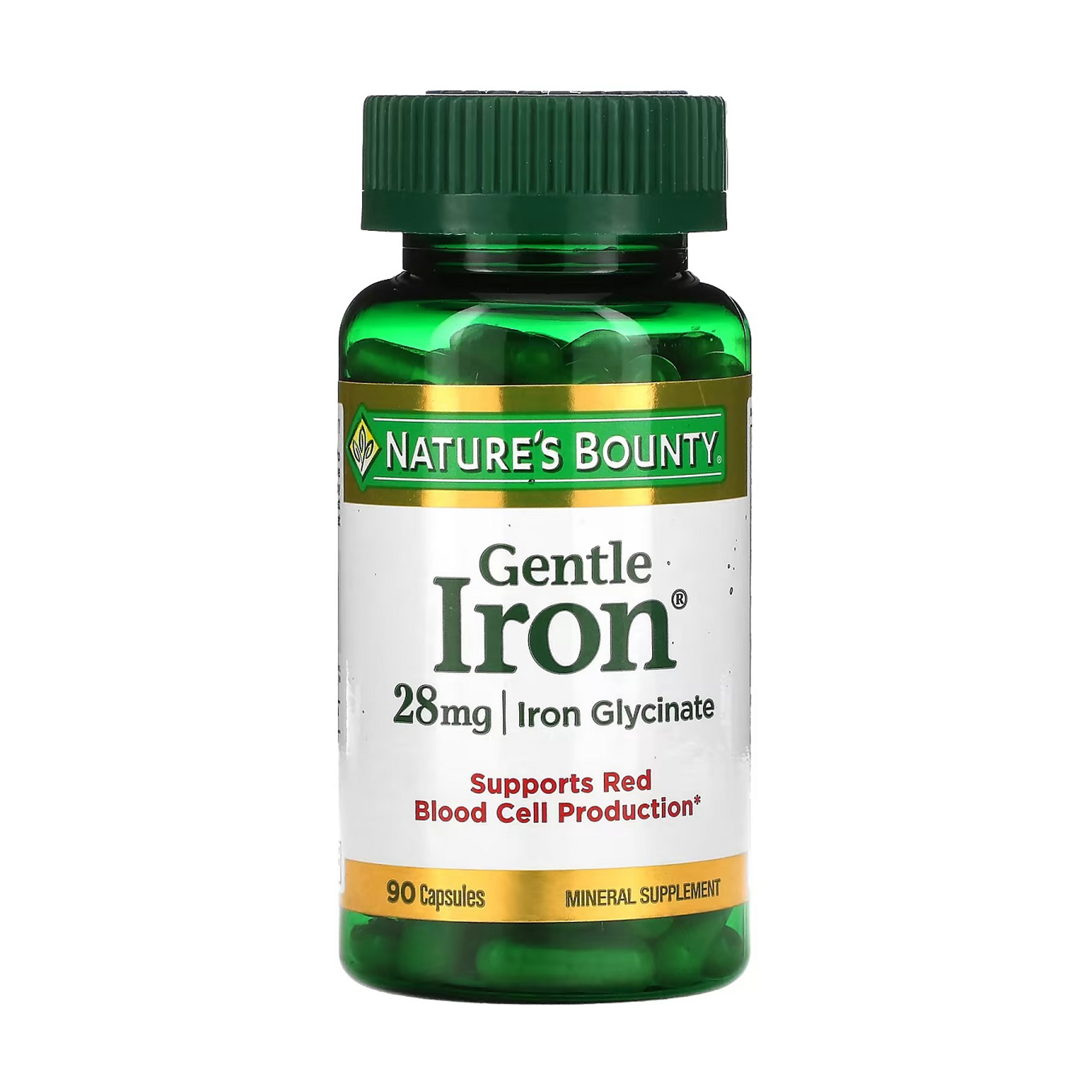 

Залізо м'якої дії Nature's Bounty Gentle Iron 28 мг, 90 капсул
