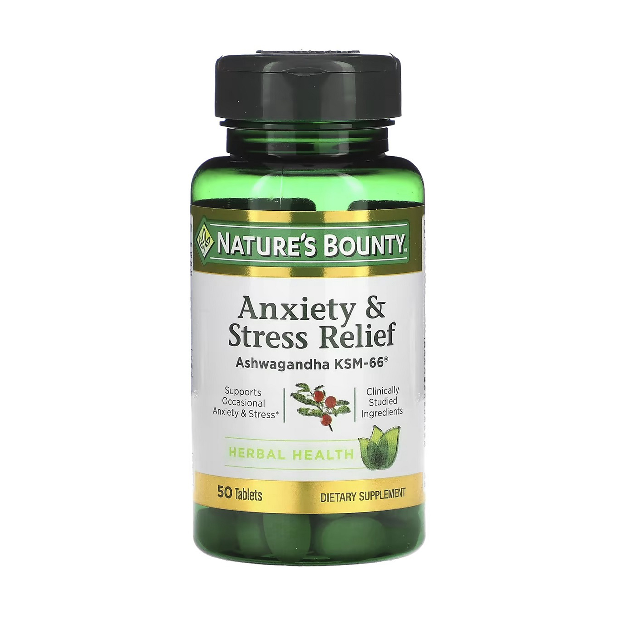 

Зняття тривоги та напруги з ашвагандою Nature's Bounty Anxiety & Stress Relief Ashwagandha KSM-66, 50 таблеток