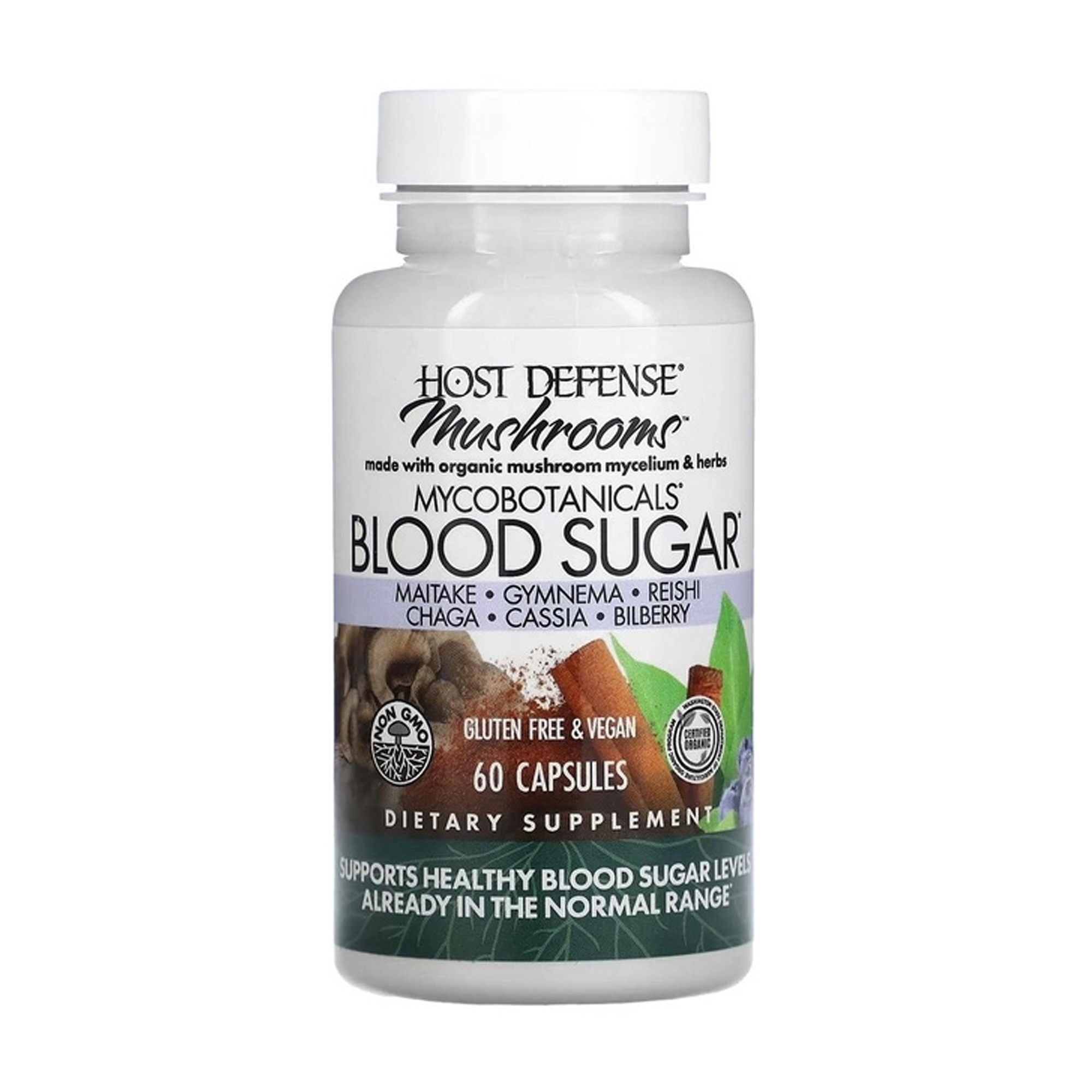 

Нормалізація рівня цукру Fungi Perfecti Host Defense MycoBotanicals Blood Sugar, 60 капсул
