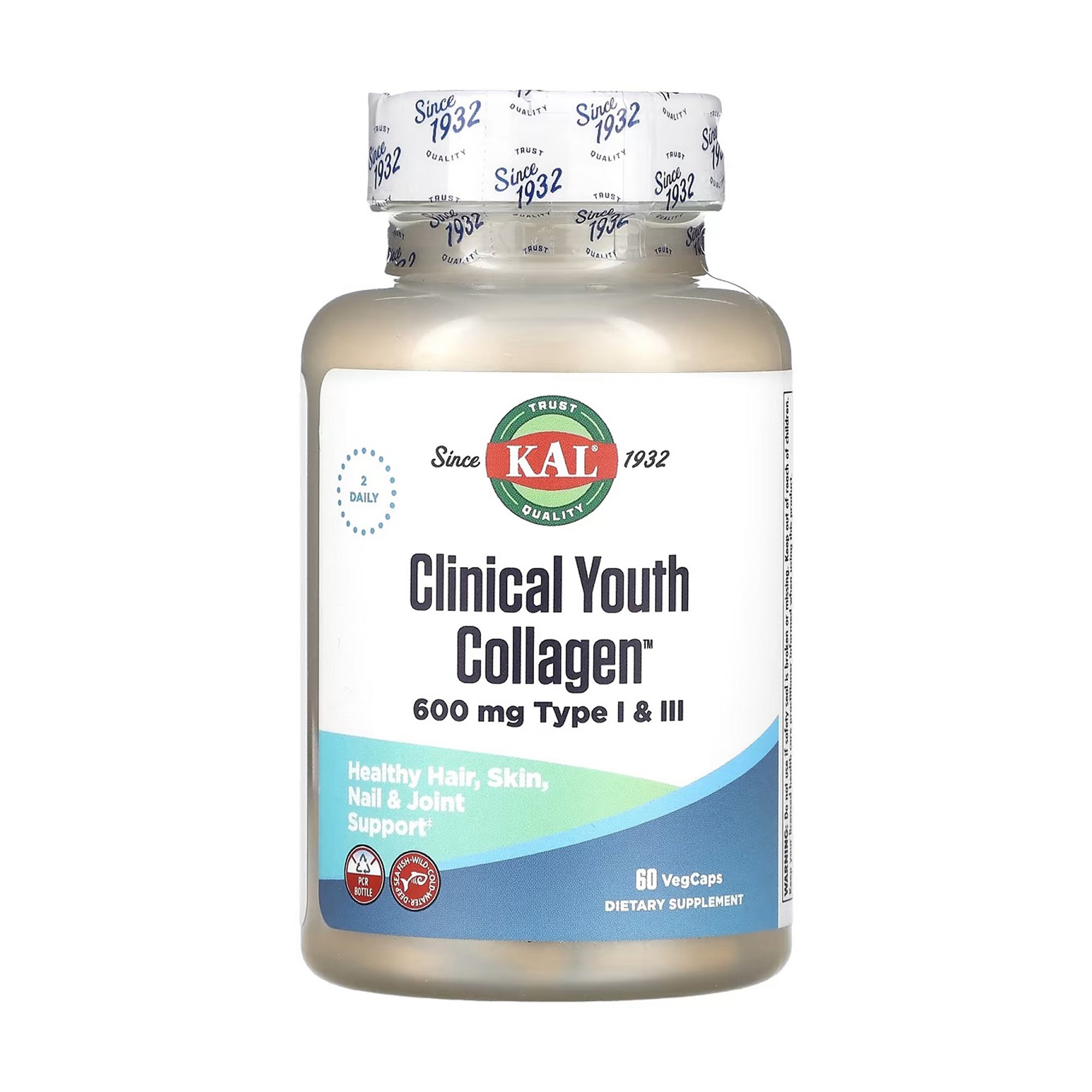 

Колаген KAL Clinical Youth Collagen Type I & III, 600 мг, 60 капсул