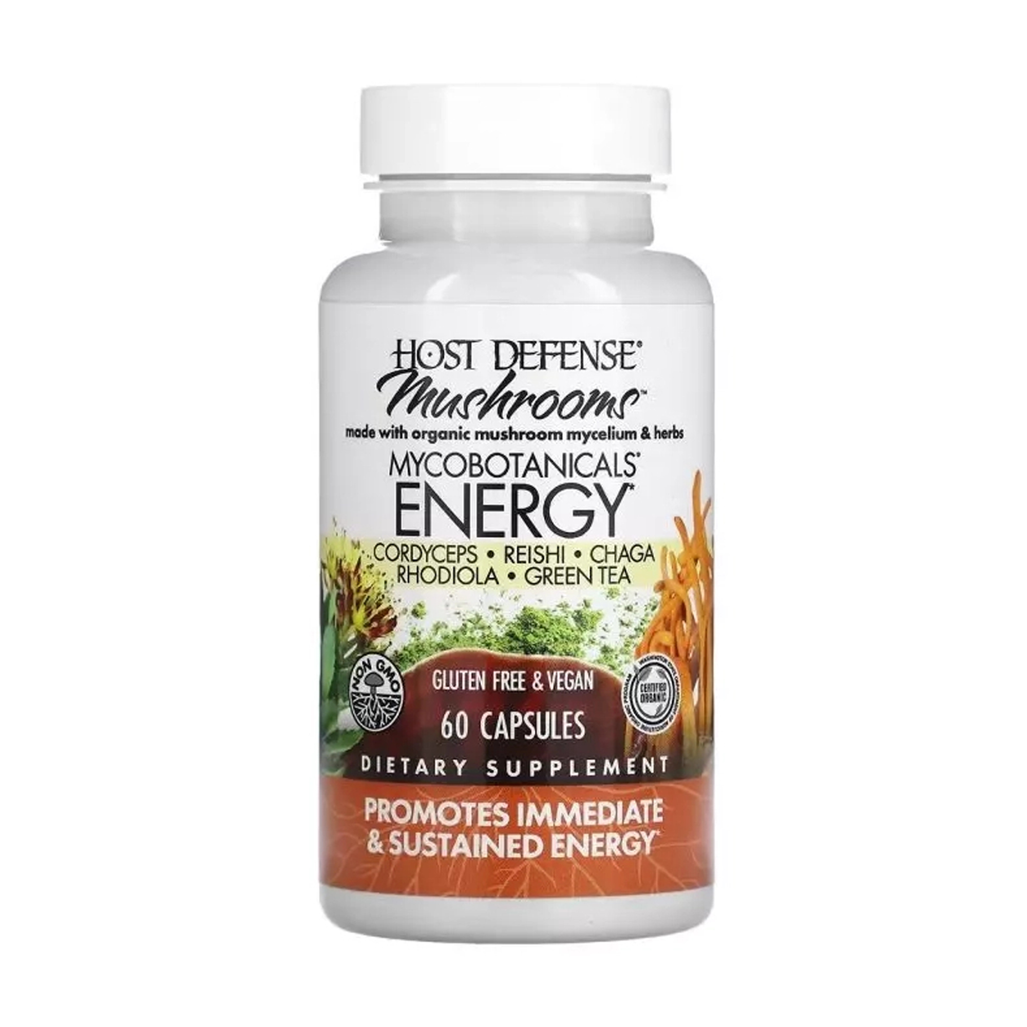 

Уцінка! Посилення життєвої енергії Fungi Perfecti Host Defense MycoBotanicals Energy, 60 капсул