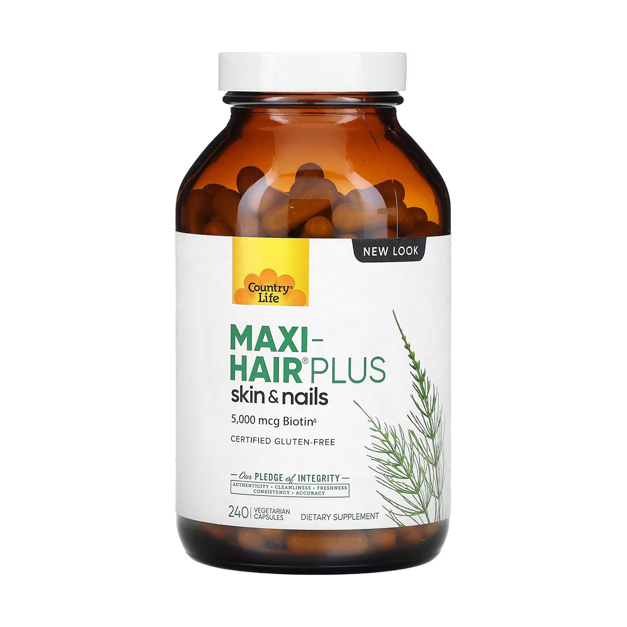

Комплекс для зростання та зміцнення волосся Country Life Maxi-Hair Plus, 240 капсул