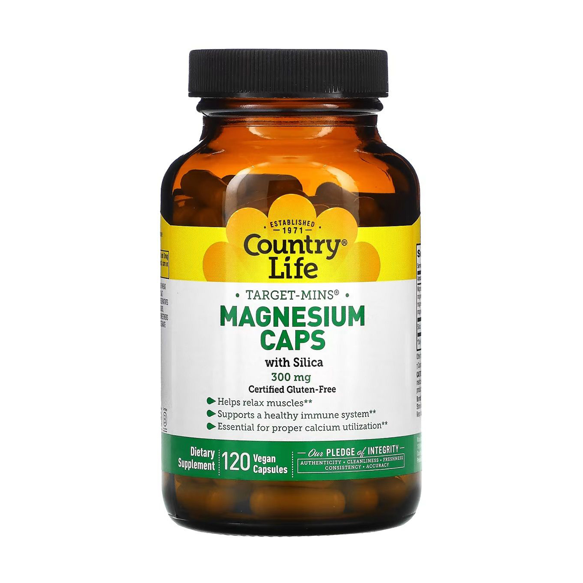 

Магній з кремнієм Country Life Magnesium Caps with Silica 300 мг, 120 капсул