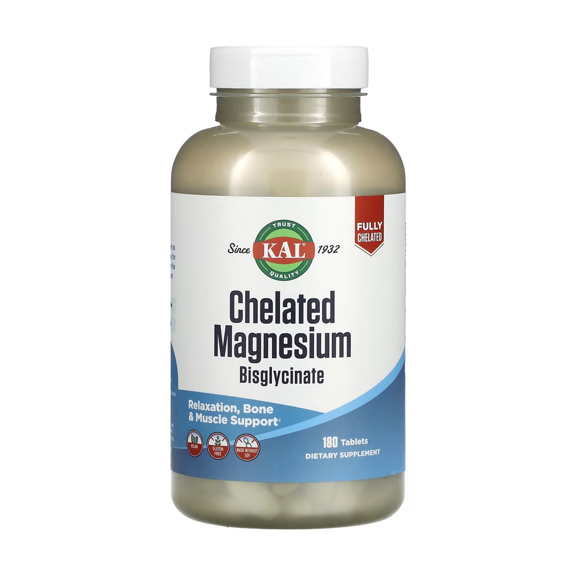

Хелатний бісглицинат магнію KAL Chelated Magnesium Bisglycinate, 180 таблеток