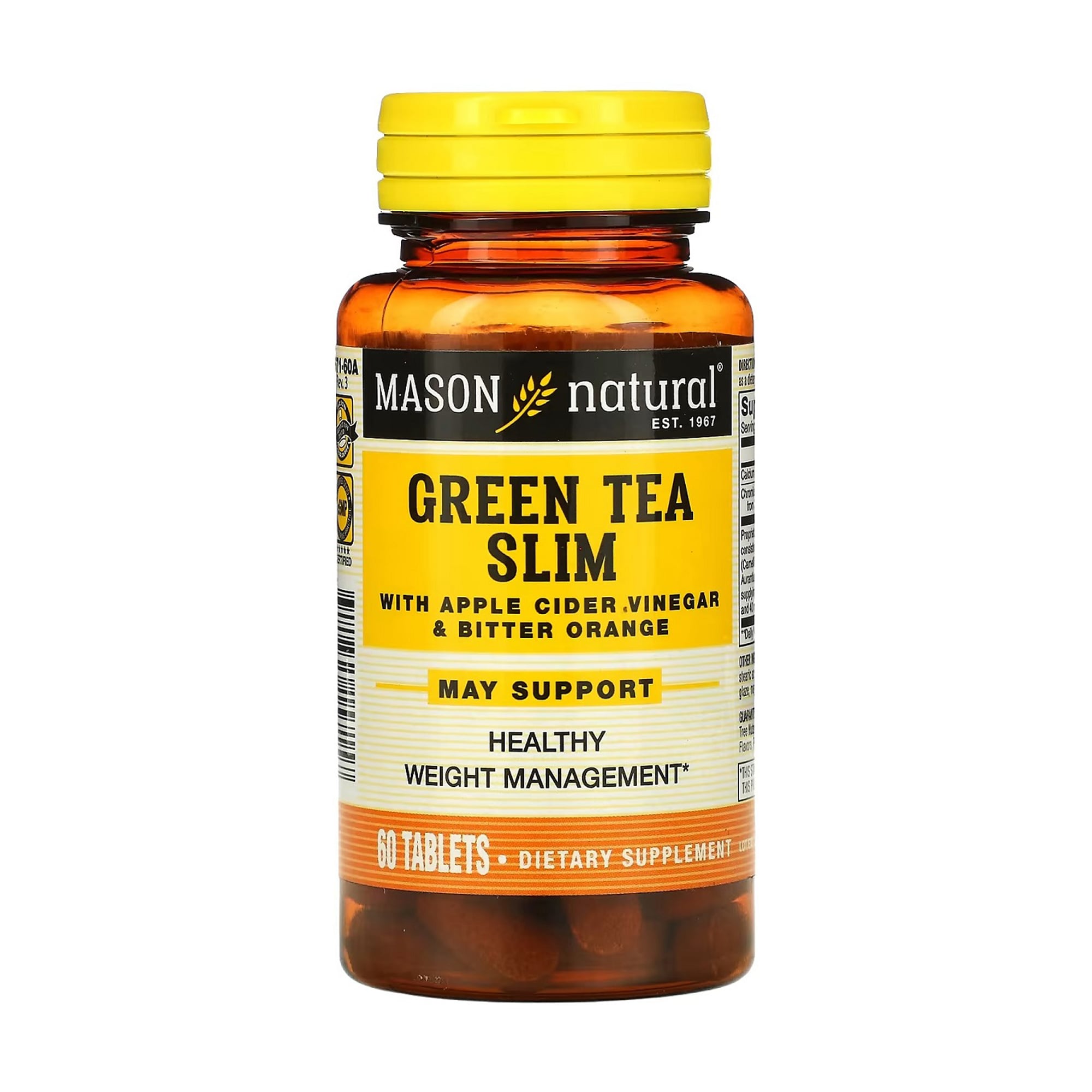 

Зелений чай для схуднення Mason Natural Green Tea Slim With Apple Cider Vinegar & Bitter Orange з яблучним оцтом та апельсином, 60 таблеток