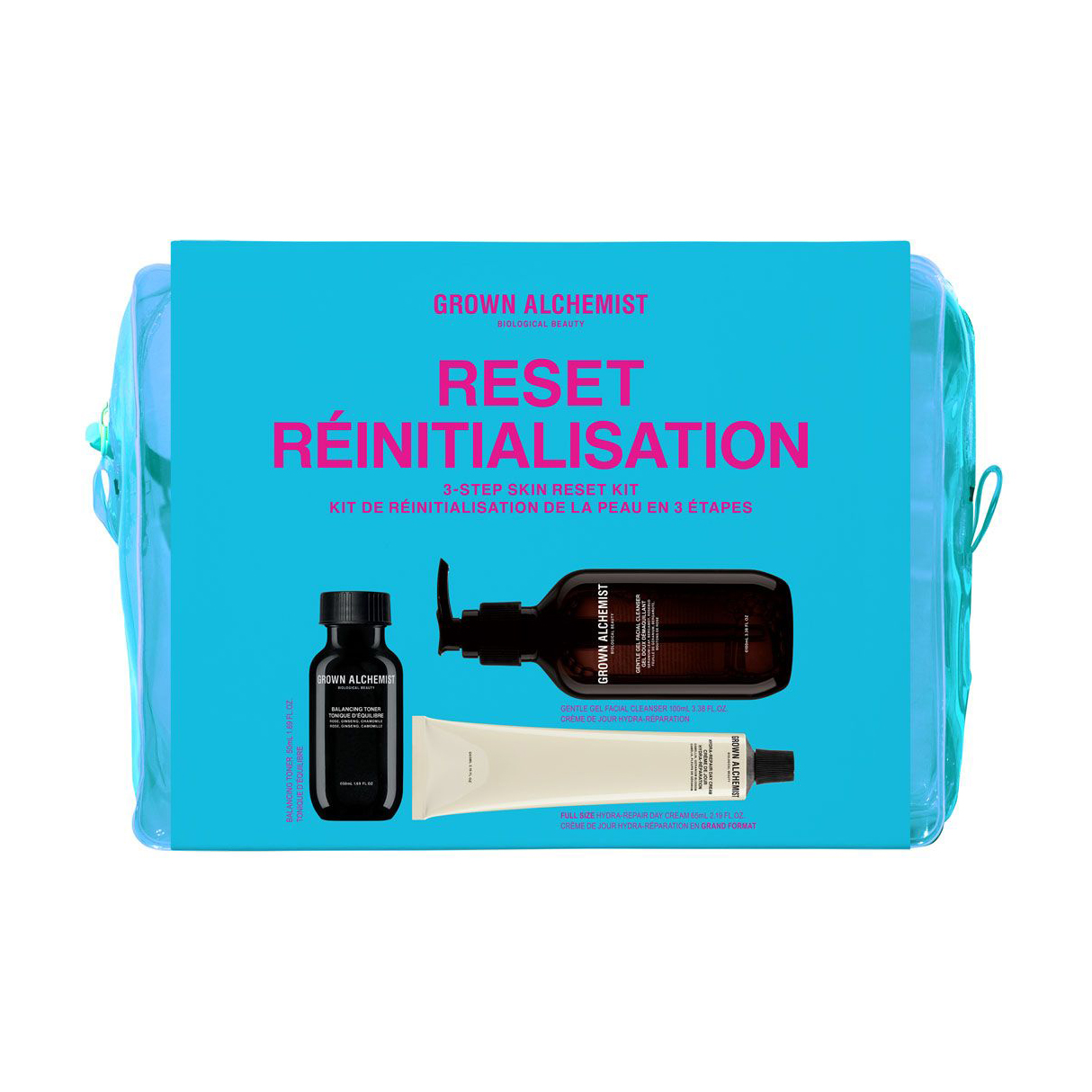 

Уцінка! Набір для обличчя Grown Alchemist 3-Step Skin Reset Kit (очищувальний гель, 100 мл + тонер, 50 мл + денний крем, 65 мл)