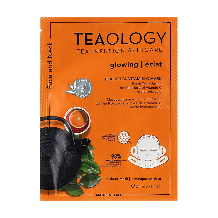 Вітамінна маска для обличчя та шиї Teaology Black Tea Vitamin C Mask, 21 мл