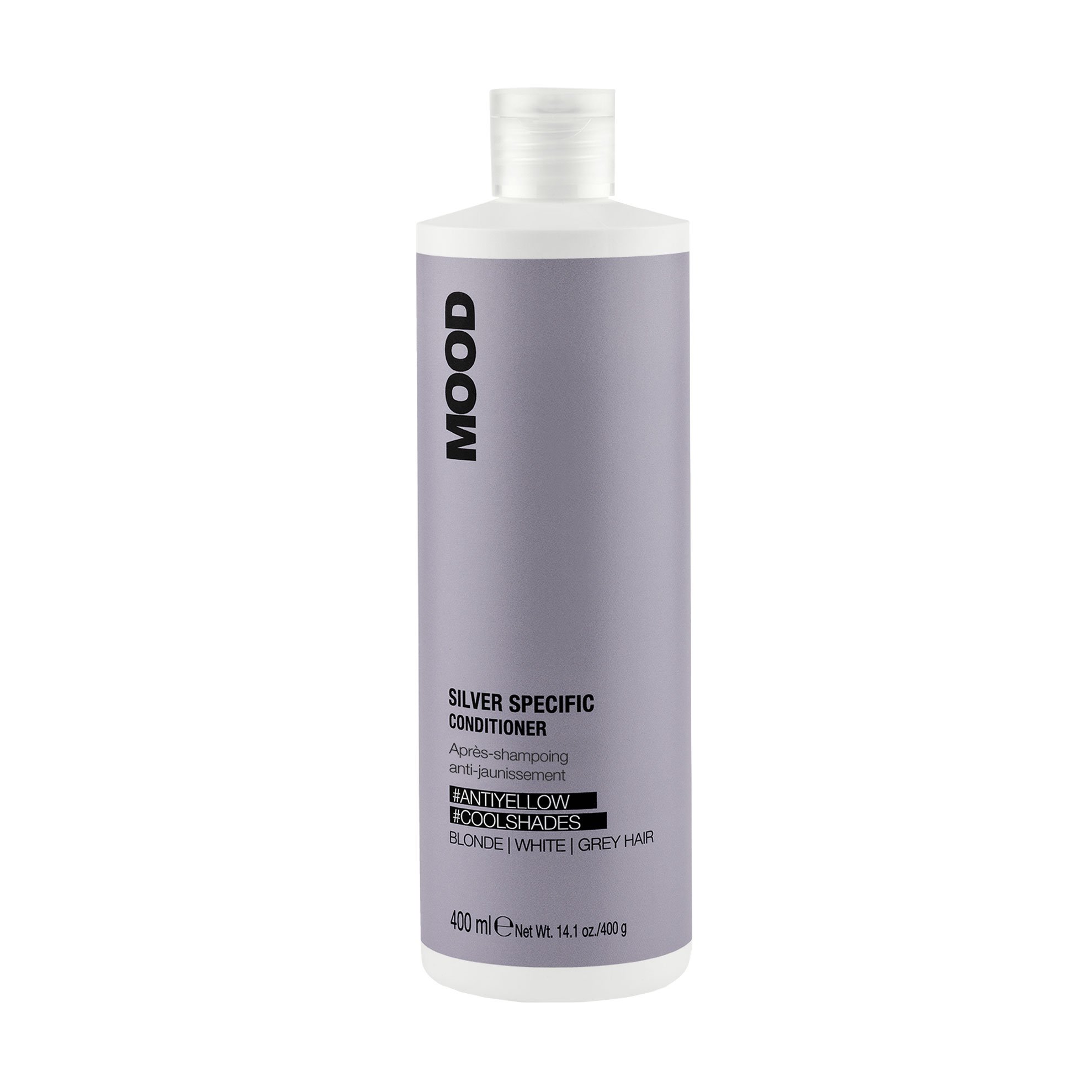 

Шампунь Mood Silver Specific Shampoo проти жовтизни, для освітленого, знебавленого та сивого волосся, 400 мл