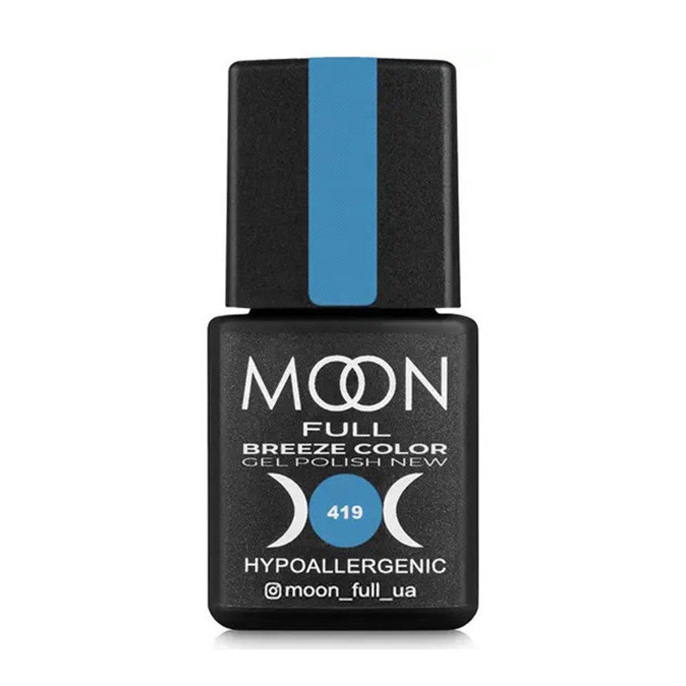 

Уцінка! Гель-лак для нігтів Moon Full Breeze Color Gel Рolish 419 Блакитний, 8 мл
