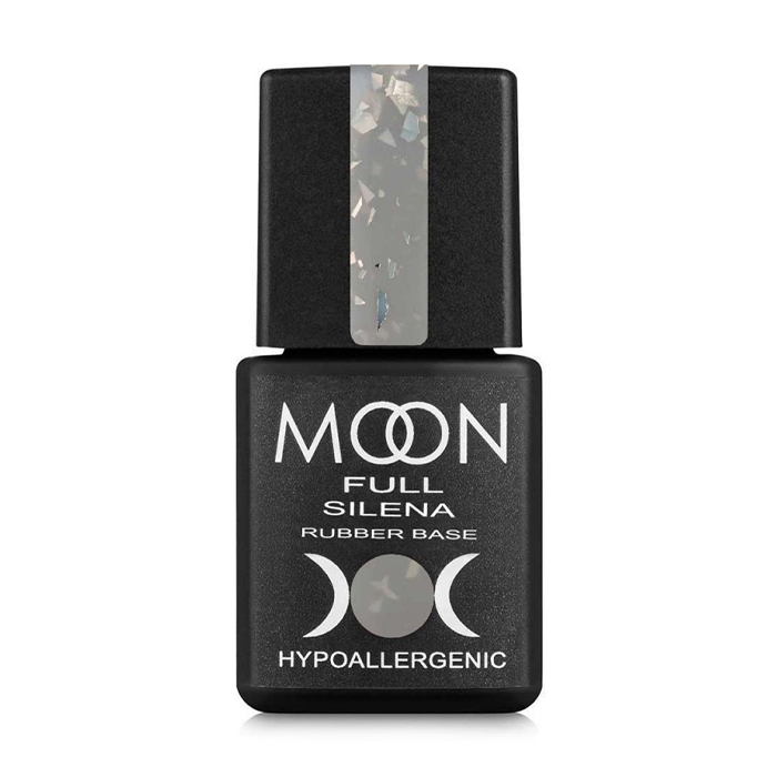 

Кольорова база для гель-лаку Moon Full Silena Rubber Base 2037 Світло-сірий із срібною поталлю, 8 мл