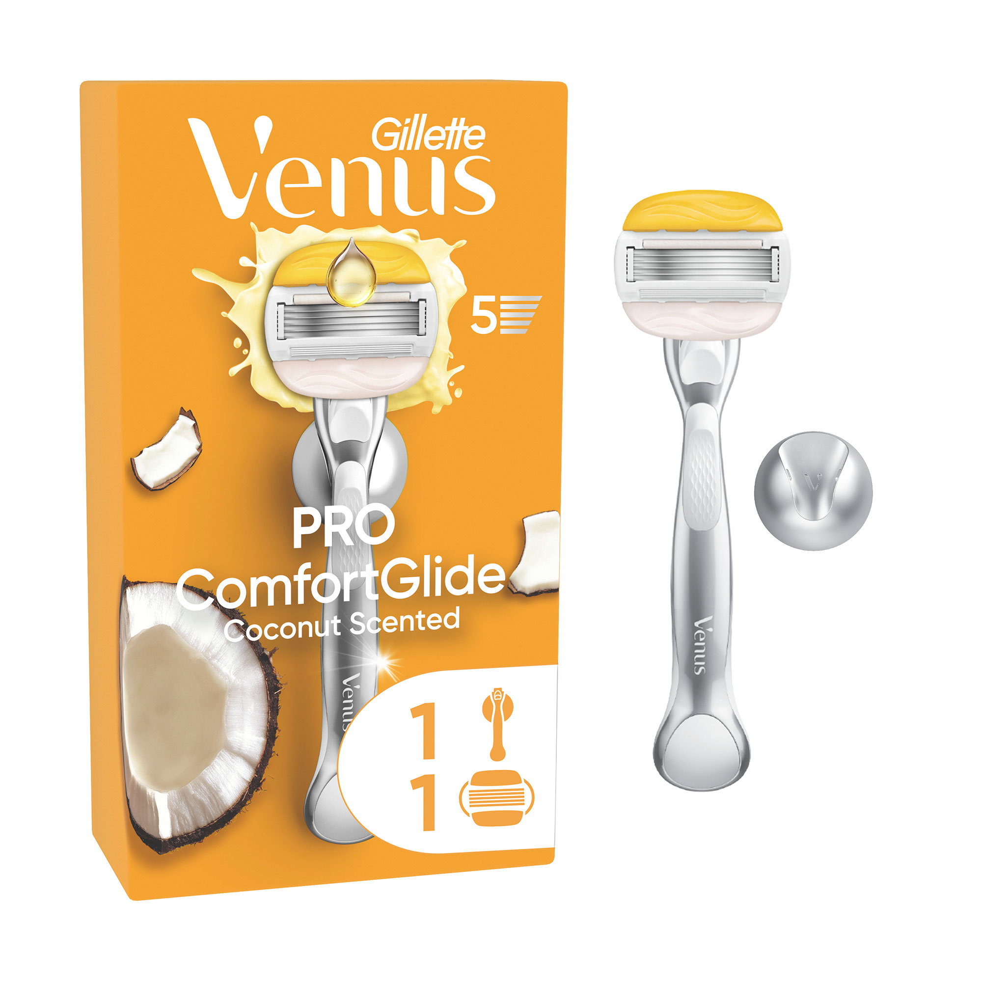 

Станок для гоління жіночий (бритва) Gillette Venus ComfortGlide Olay з кокосом з 1 змінним картриджем