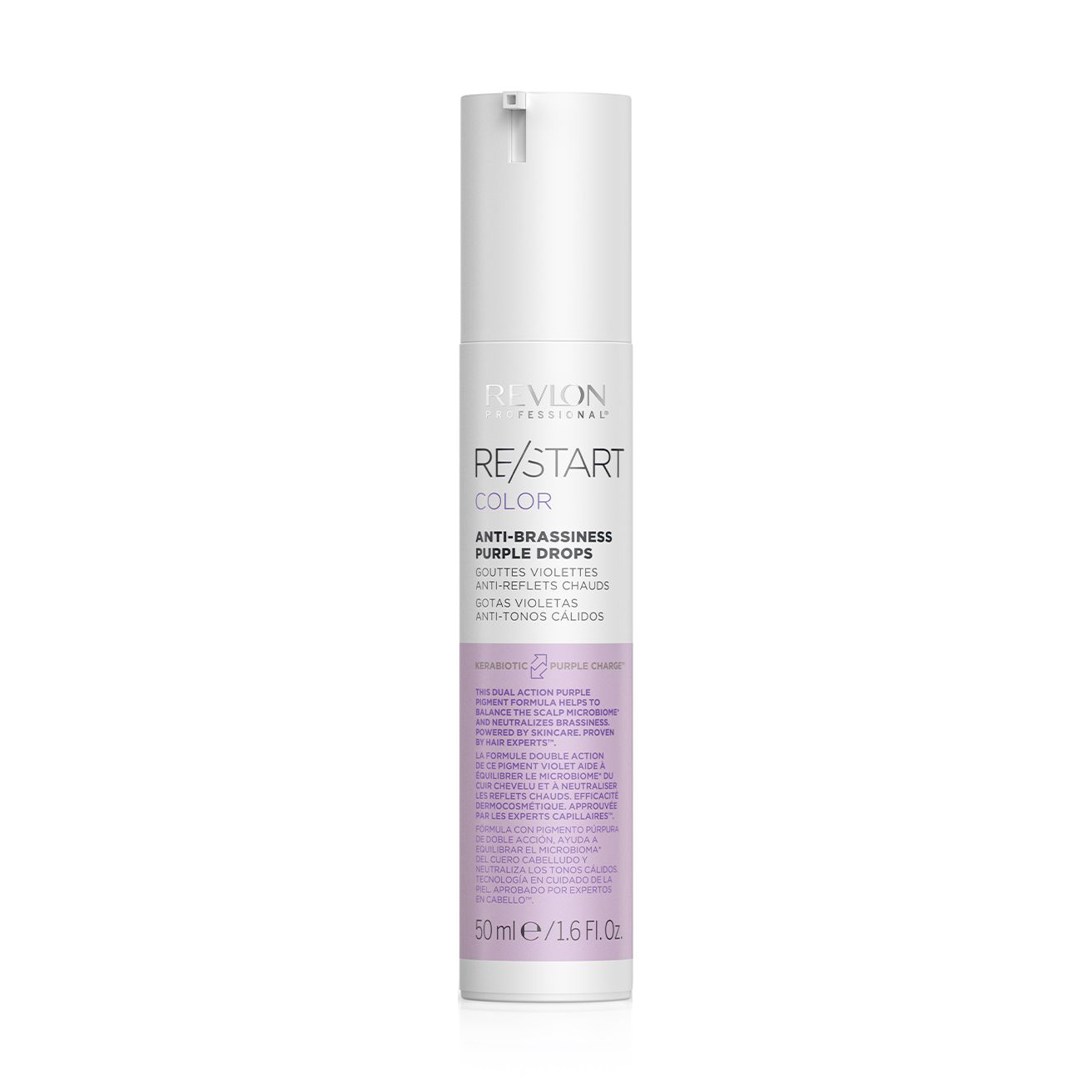 

Сироватка Revlon Professional ReStart Color Anti-Brassiness Purple Drops для фарбованого волосся, з фіолетовим пігментом, 50 мл