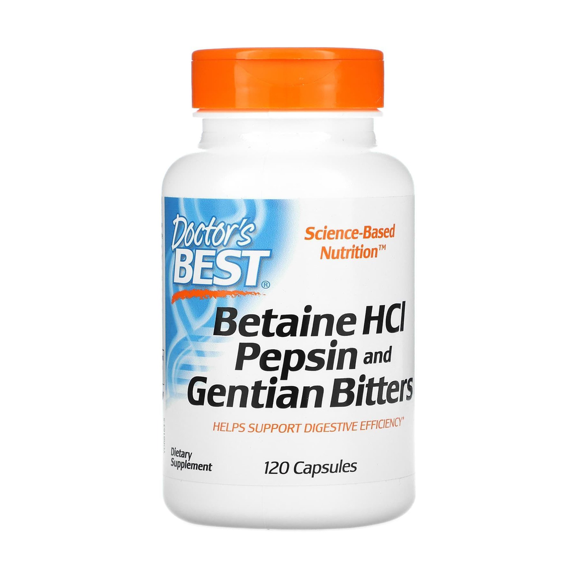 

Бетаїн гідрохлорид + пепсин Doctor's Best Betaine HCl Pepsin & Gentian Bitters, 120 капсул