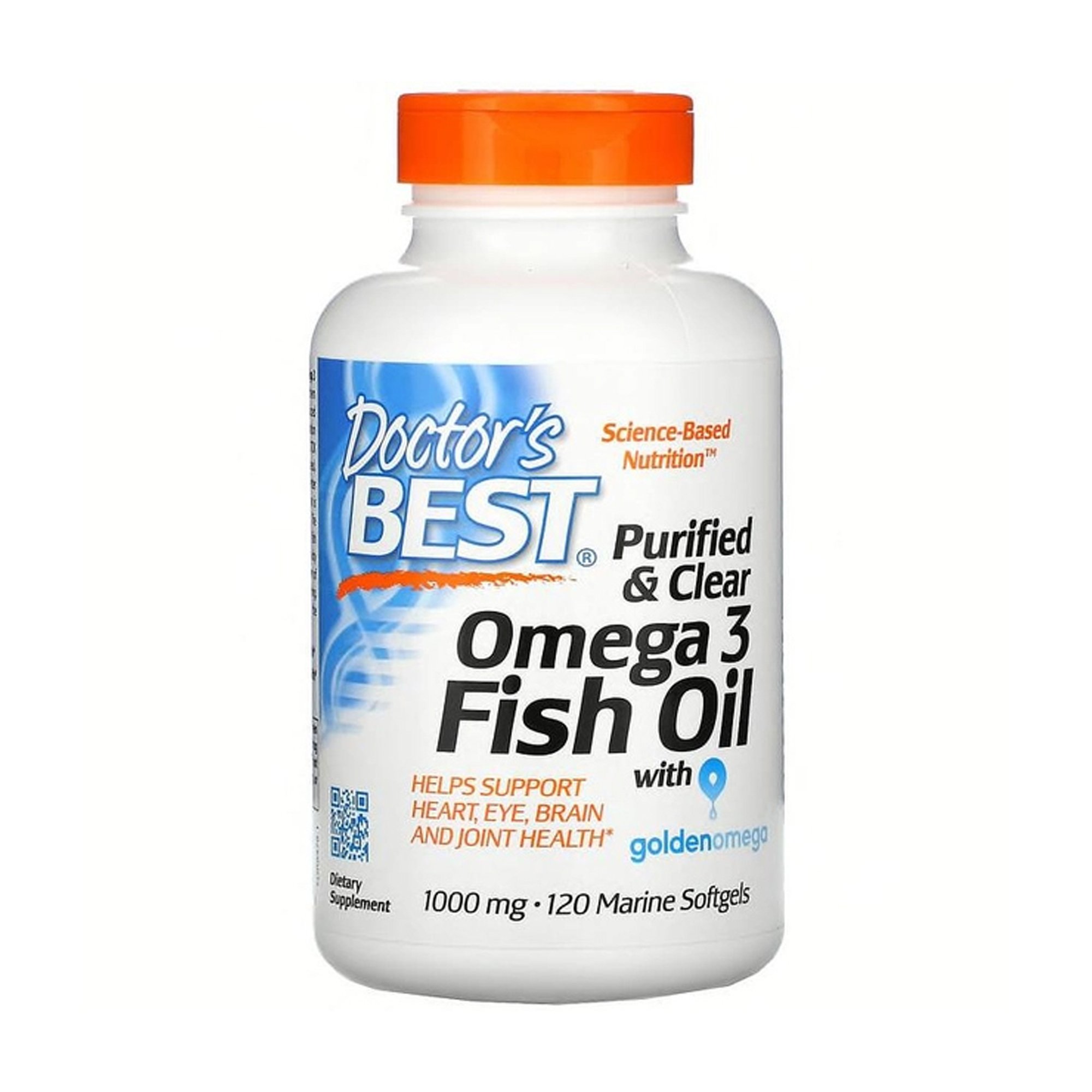 

Омега-3 Doctor's Best Purified & Clear Omega 3 Fish Oil 1000 мг, 120 гелевих капсул