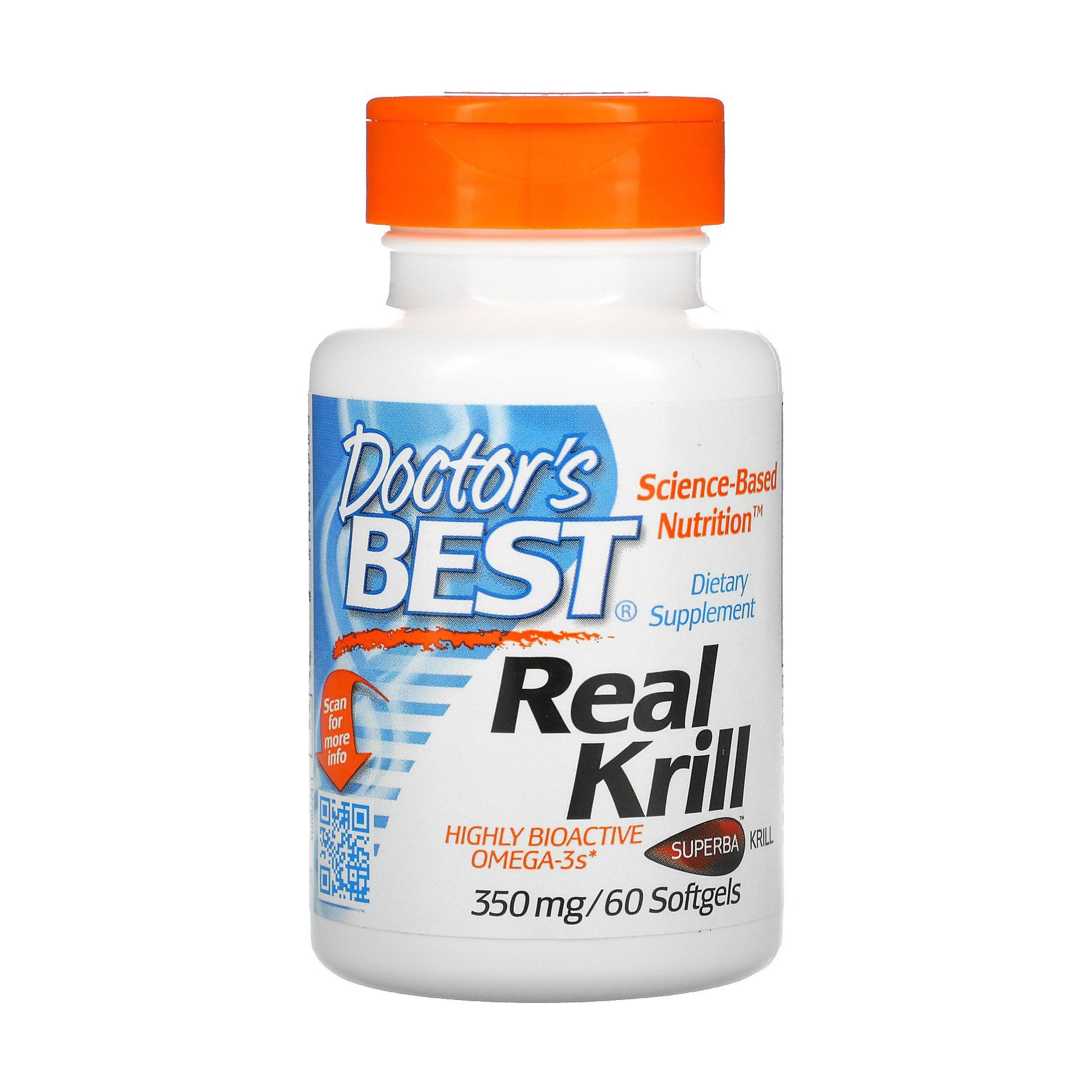 

Олія криля Doctor's Best Real Krill 350 мг, 60 гелевих капсул