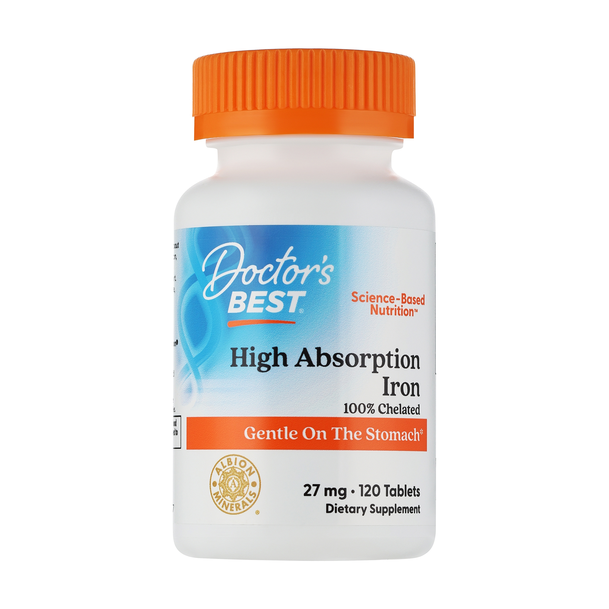 

Залізо з ферохелем Doctor's Best High Absorption Iron With Ferrochel 27 мг, 120 таблеток