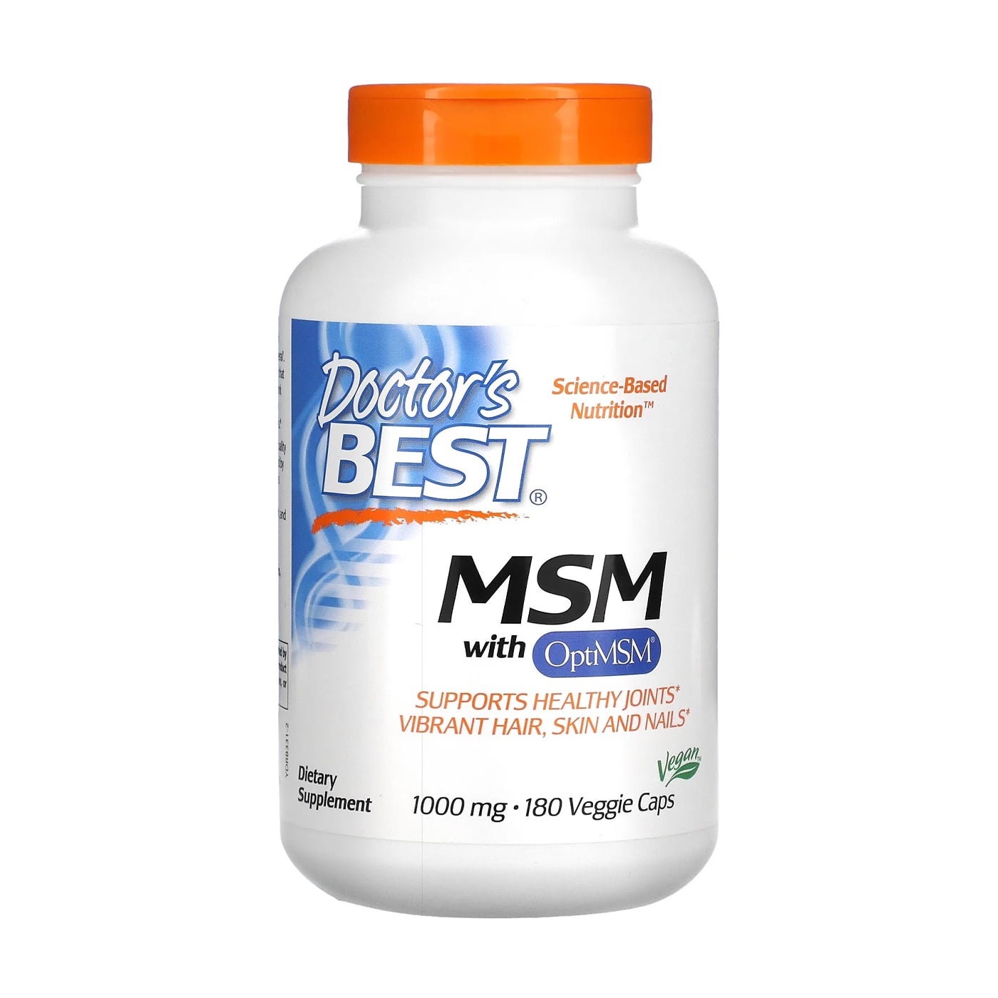 

Метилсульфонілметан і МСМ Doctor's Best MSM With OptiMSM 1000 мг, 180 веганських капсул