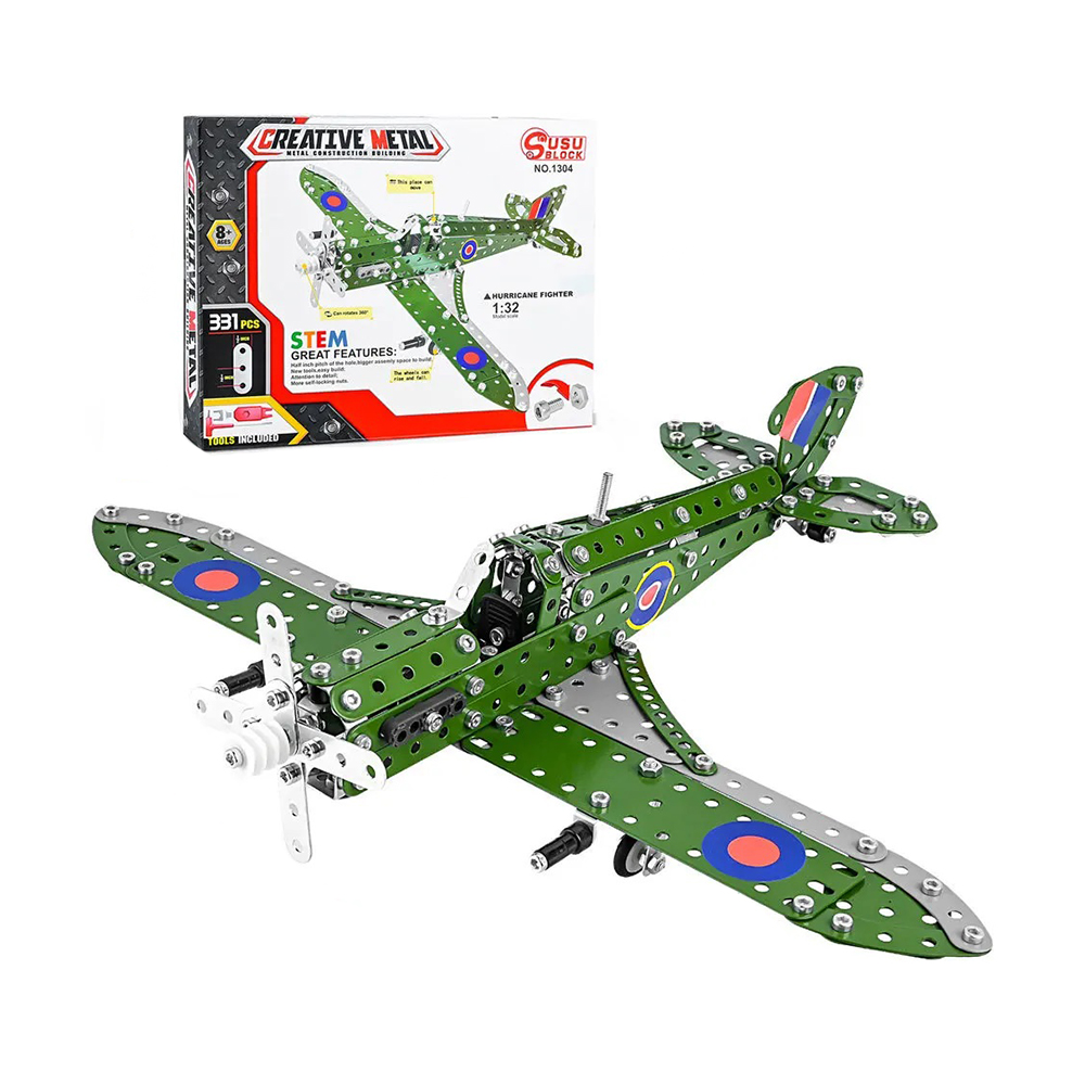 

Дитячий конструтор YG Toys Військовий літак, металевий, 331 деталь, 31*24*4.5 см, від 8 років (1304)