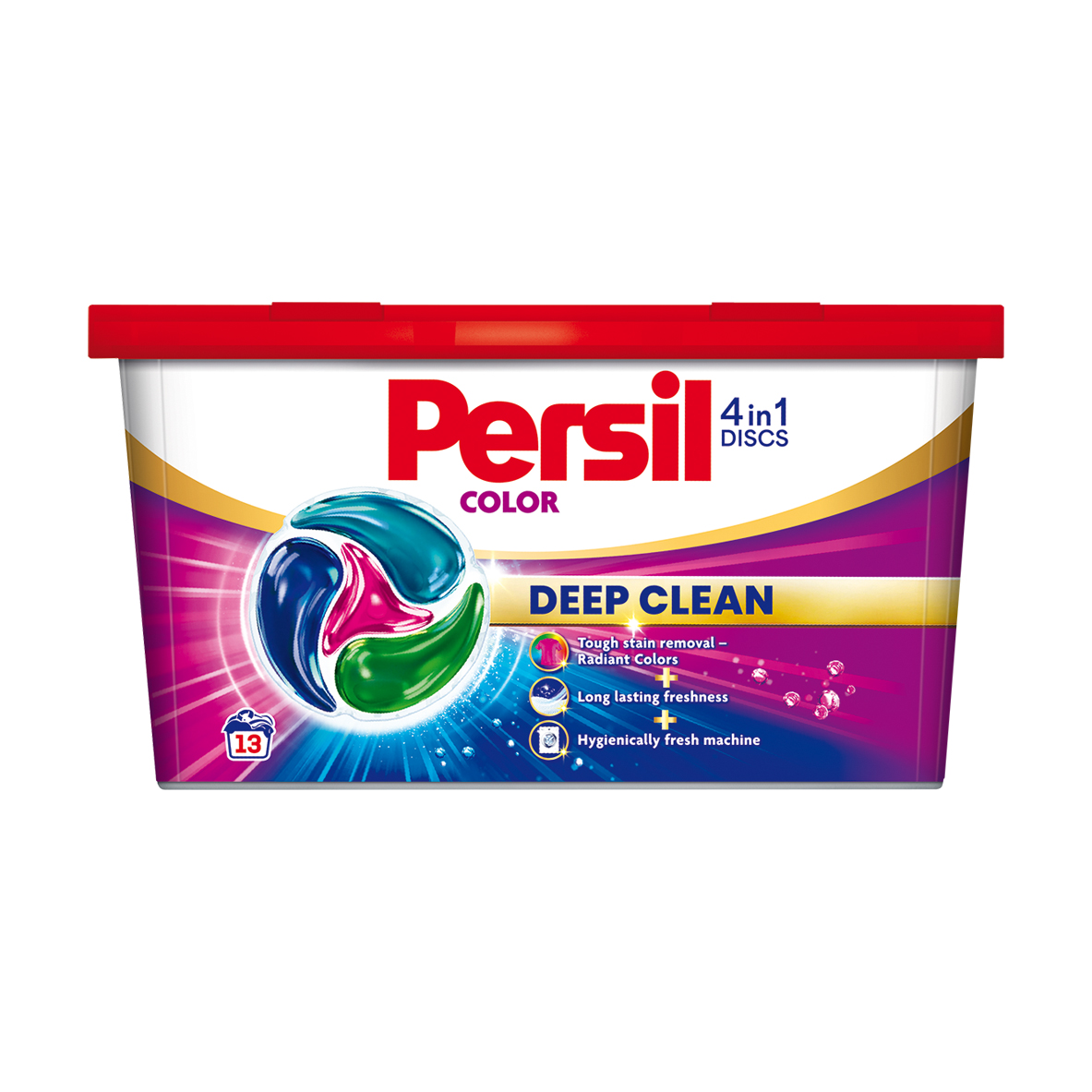 

Диски для прання Persil Color 4 in 1 Discs Deep Clean, 13 циклів прання, 13 шт