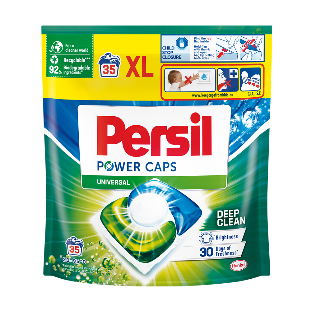 

Капсули для прання Persil Power Caps Universal Deep Clean, 35 циклів прання, 35 шт