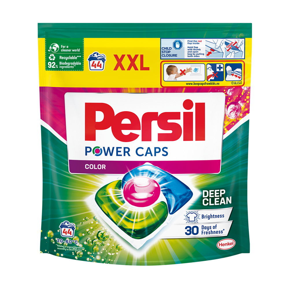 

Капсули для прання Persil Power Caps Color Deep Clean, 44 цикли прання, 44 шт