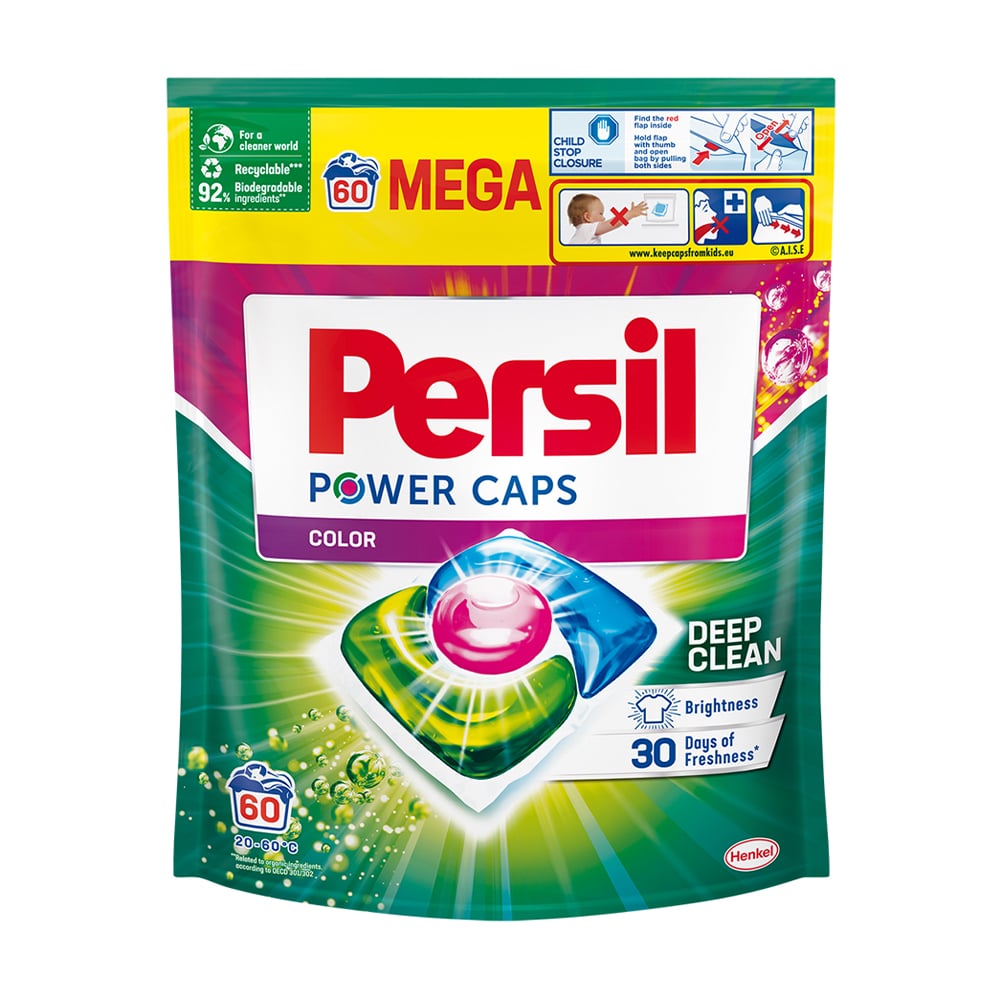 

Капсули для прання Persil Power Caps Color Deep Clean, 60 циклів прання, 60 шт
