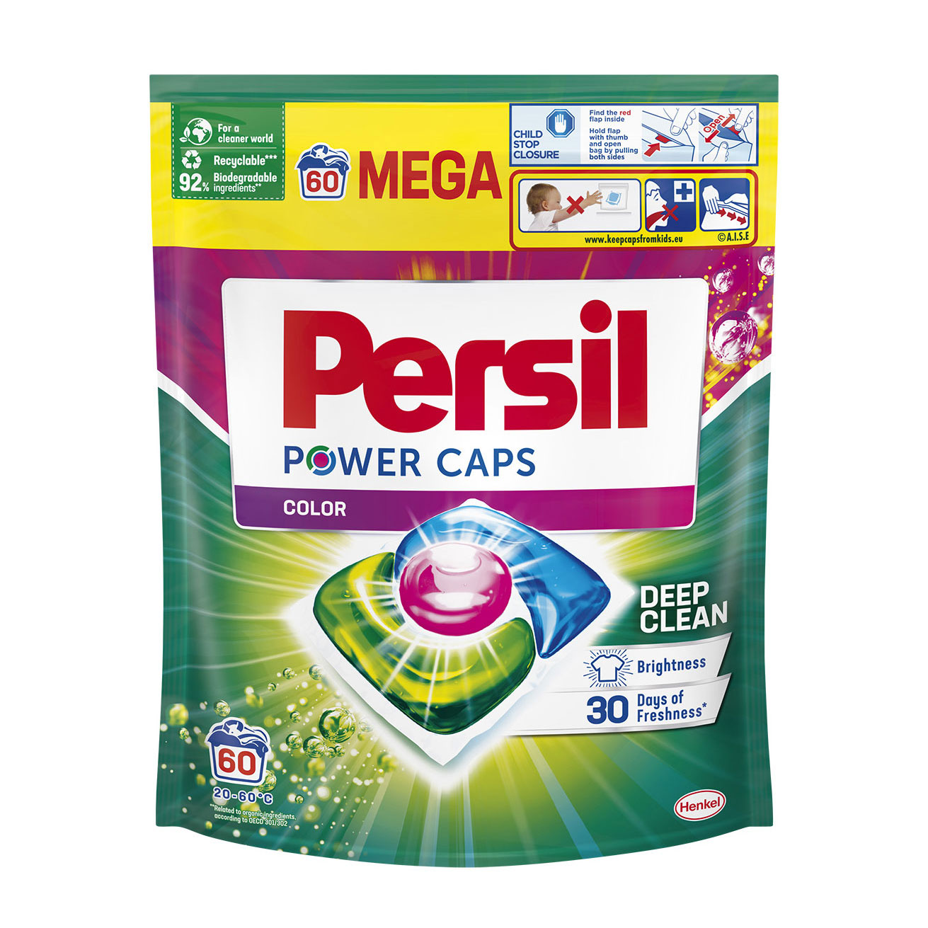 

Капсули для прання Persil Power Caps Color Deep Clean, 60 циклів прання, 60 шт