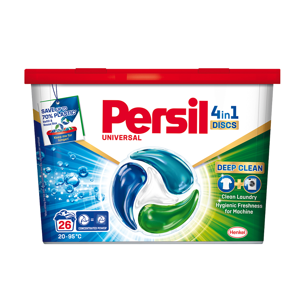 

Уцінка! Диски для прання Persil Universal 4 in 1 Discs Deep Clean, 26 циклів прання, 26 шт