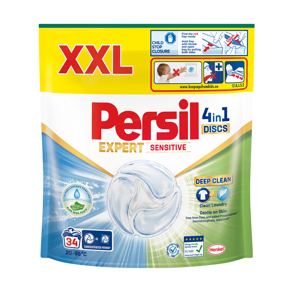 

Диски для прання Persil Expert Sensitive 4 in 1 Discs Deep Clean, 34 цикли прання, 34 шт