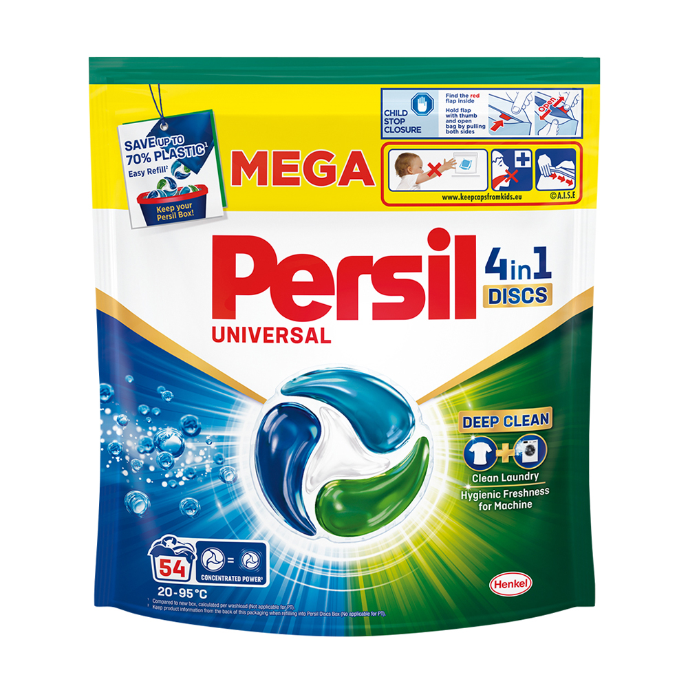 

Диски для прання Persil Universal 4 in 1 Discs Deep Clean, 54 цикли прання, 54 шт