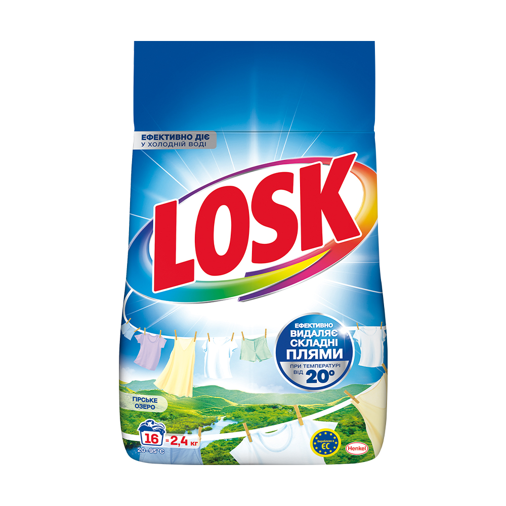 

Уцінка! Пральний порошок Losk Гірське озеро, 16 циклів прання, 2.4 кг
