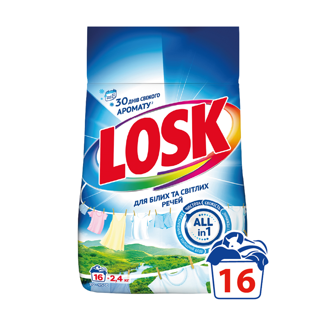 Пральний порошок Losk Гірське озеро, 16 циклів прання, 2.4 кг