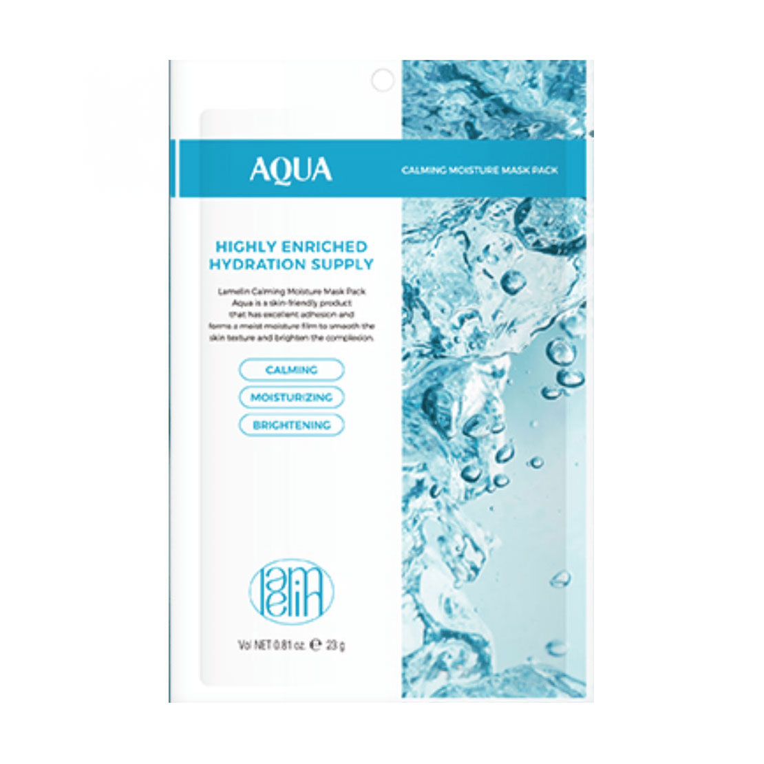 

Уцінка! Тканинна маска для обличчя Lamelin Calming Moisture Mask Pack Aqua, 23 г
