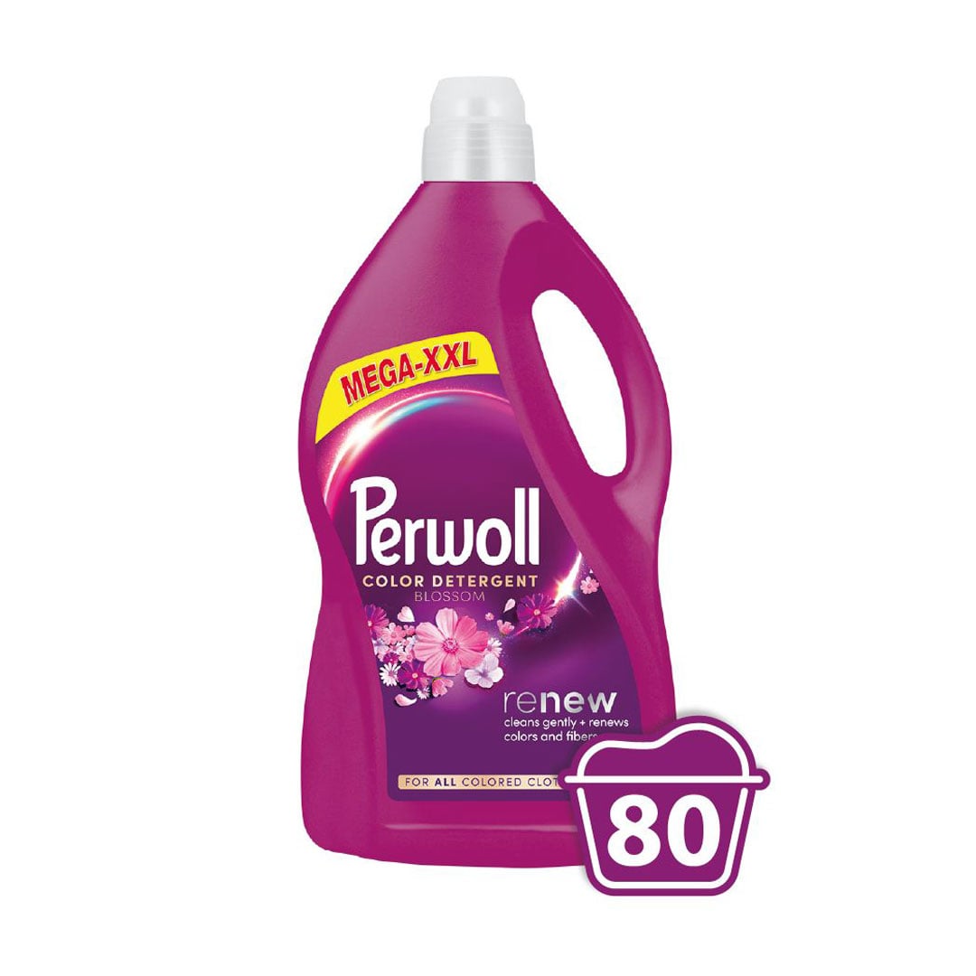 

Засіб для делікатного прання Perwoll Renew Color Detergent Blossom Відновлення та аромат, для кольорових речей, 80 циклів прання, 4 л