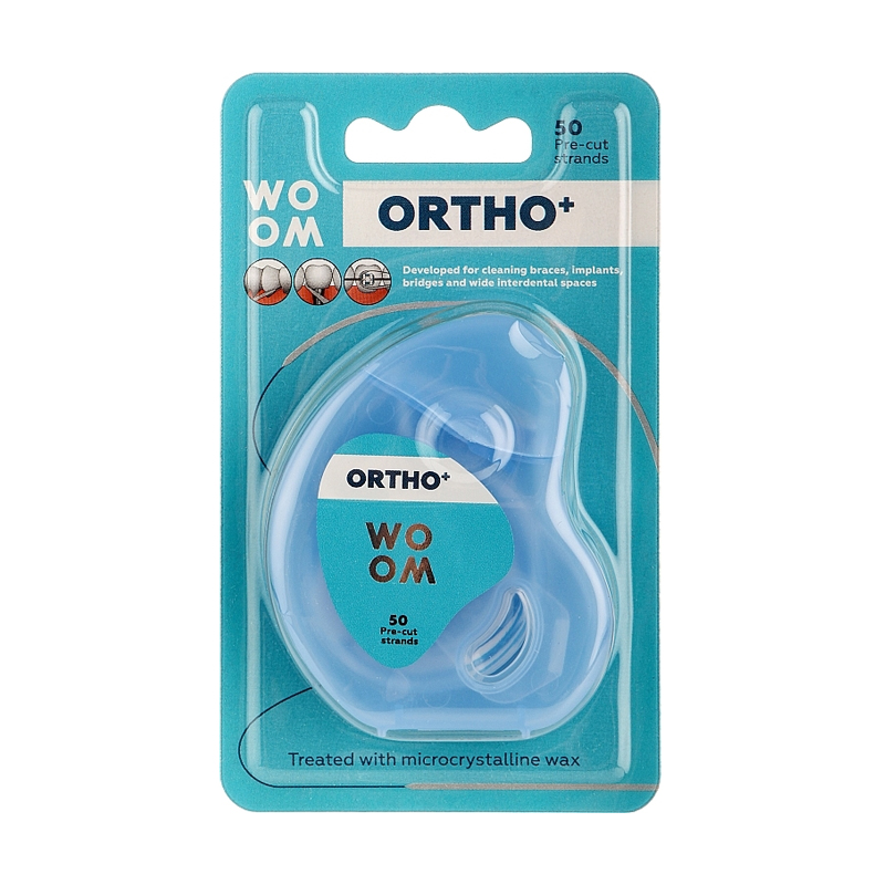 

Зубна нитка Woom Ortho+ Dental Floss зі смаком м'яти та евкаліпту, 50 м